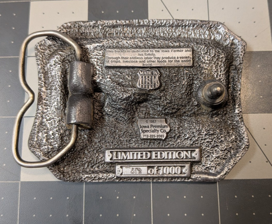 1987 Iowa Farmer Commemorative Belt Buckle LE 379/1000 Made USA