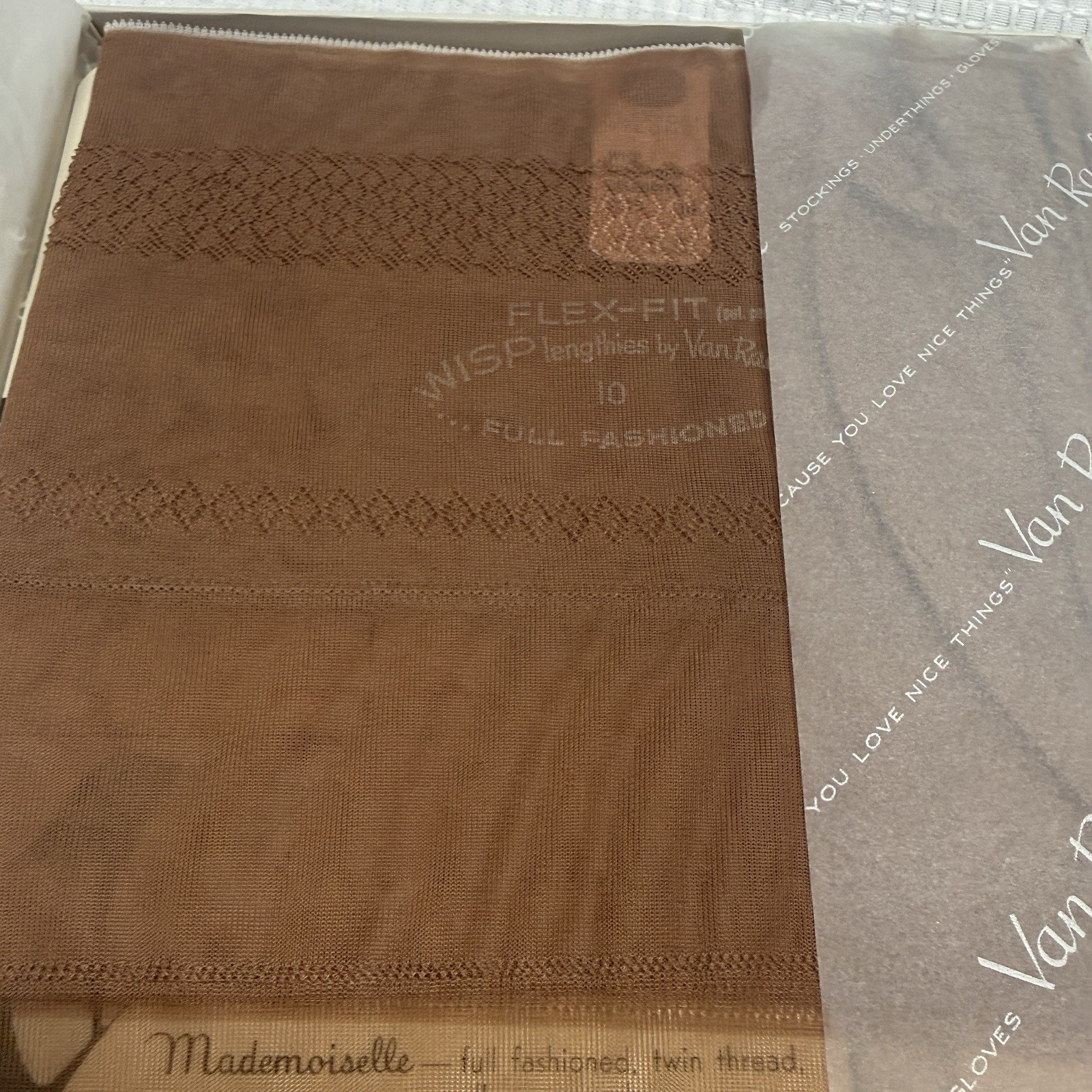 2-Vtg 50s VAN RAALTE Wisp Celebrity 10 L Nylon Hose Stockings Seam New Box