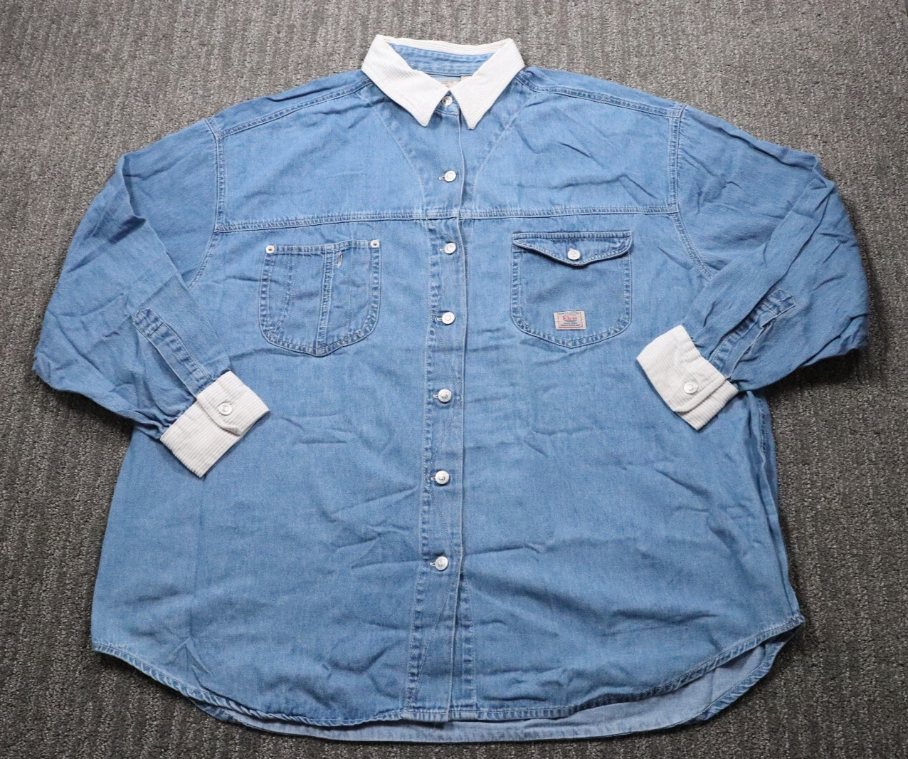 Vintage 90s women’s oversized Ki-ko-mo denim shirt Size 22W chore Barn