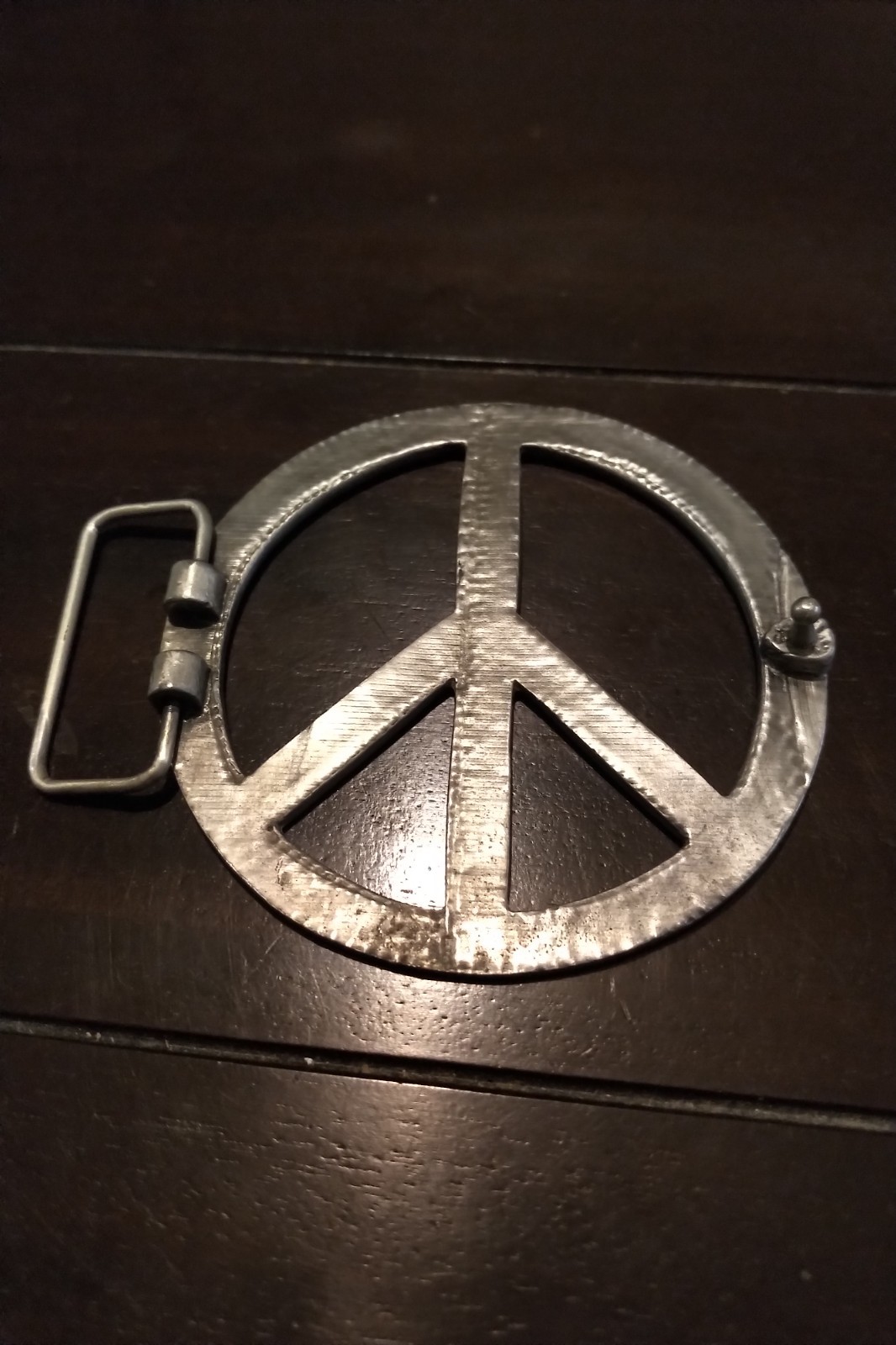Peace sign belt buckle heavy