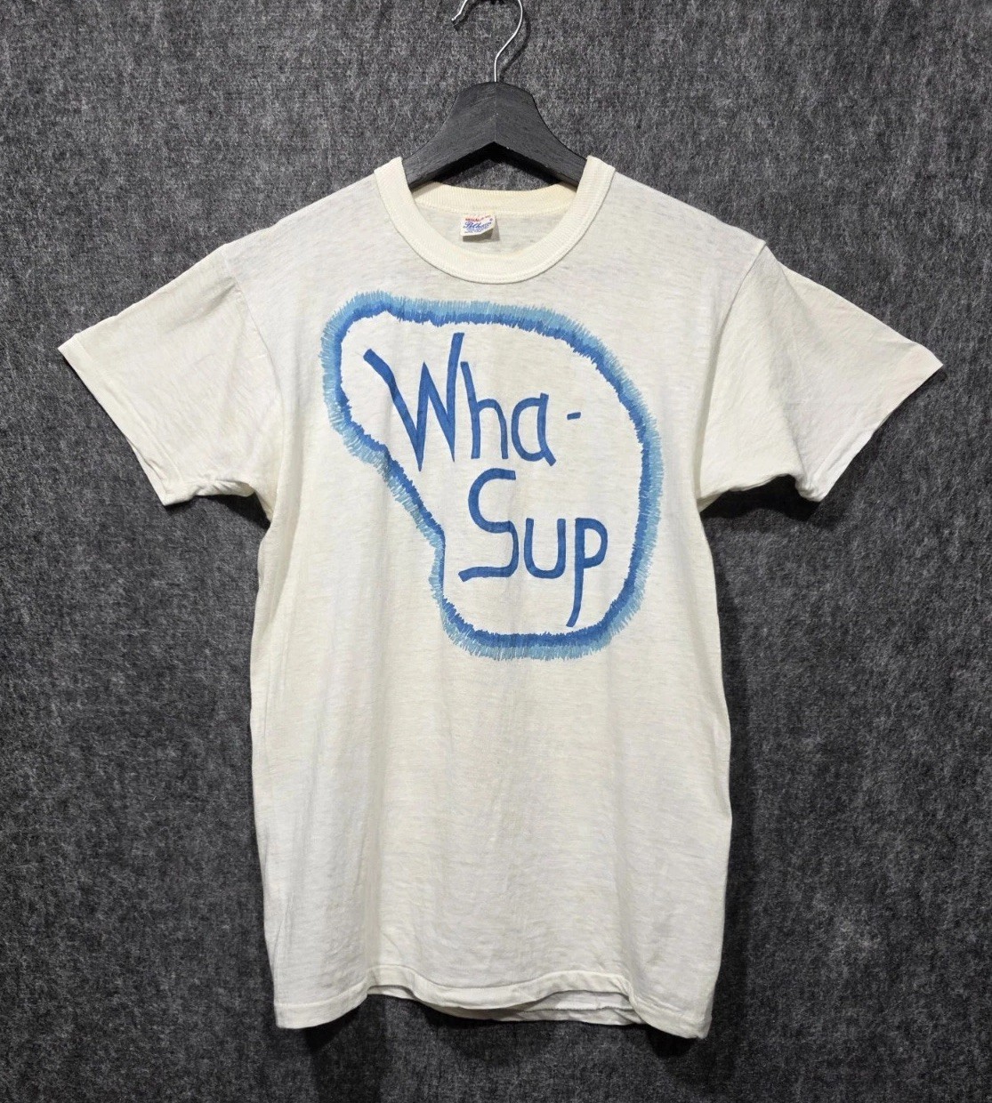 Vintage 60s 70s Hand Drawn T-Shirt Single Stitch Pelham White Medium Grunge