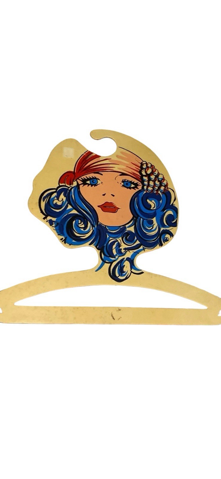 Mod Face Hanger Vintage BG Milano Blue Hair Woman Hippie Lady MCM Italy 14.5”x14