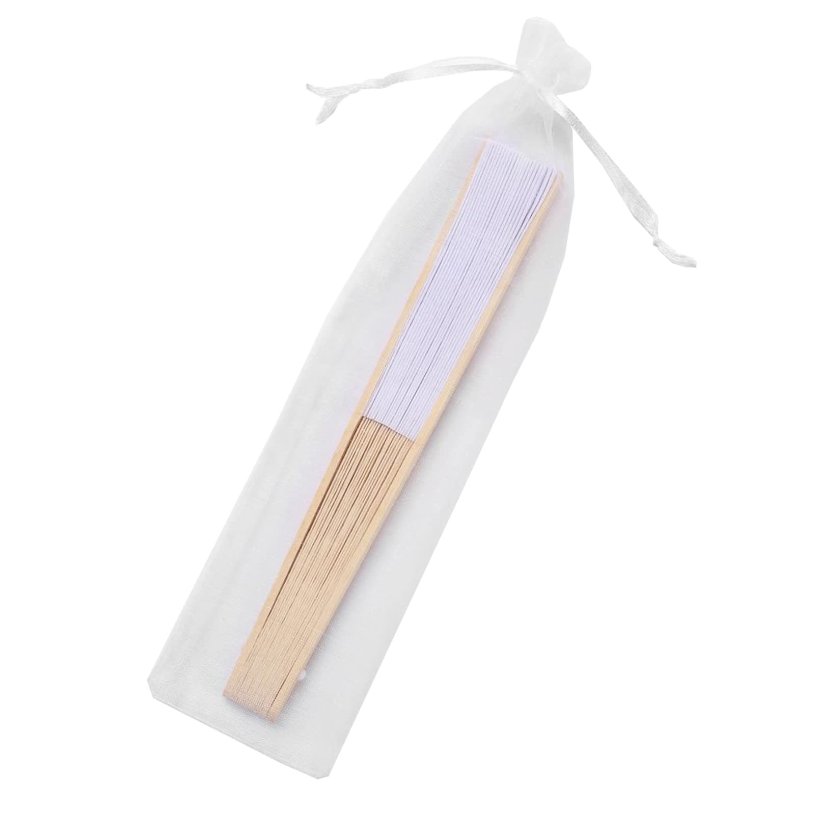 SL crafts 50pcs Paper Hand Fan with Organza Bags Bamboo Handheld Folding Fans…