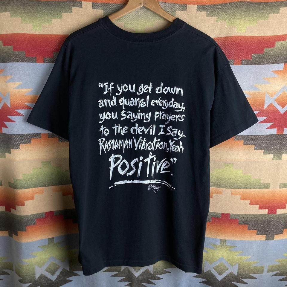Vintage 90s 1996 Bob Marley Positive Vibration Black T-shirt | Size Mens XL