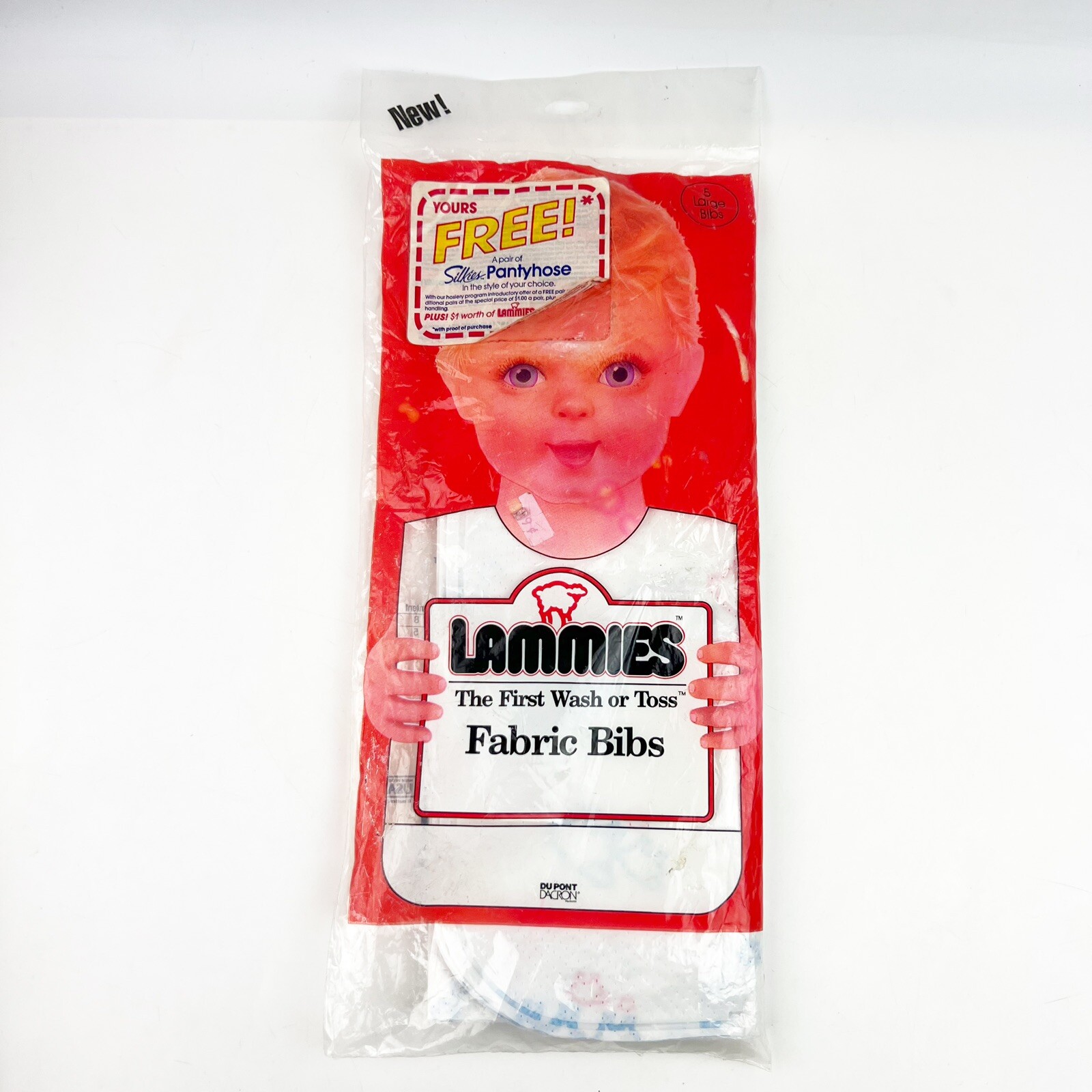 Vintage 1987 Lammies Large Fabric Bibs 17×12 Animal Lamb Print Package of 5