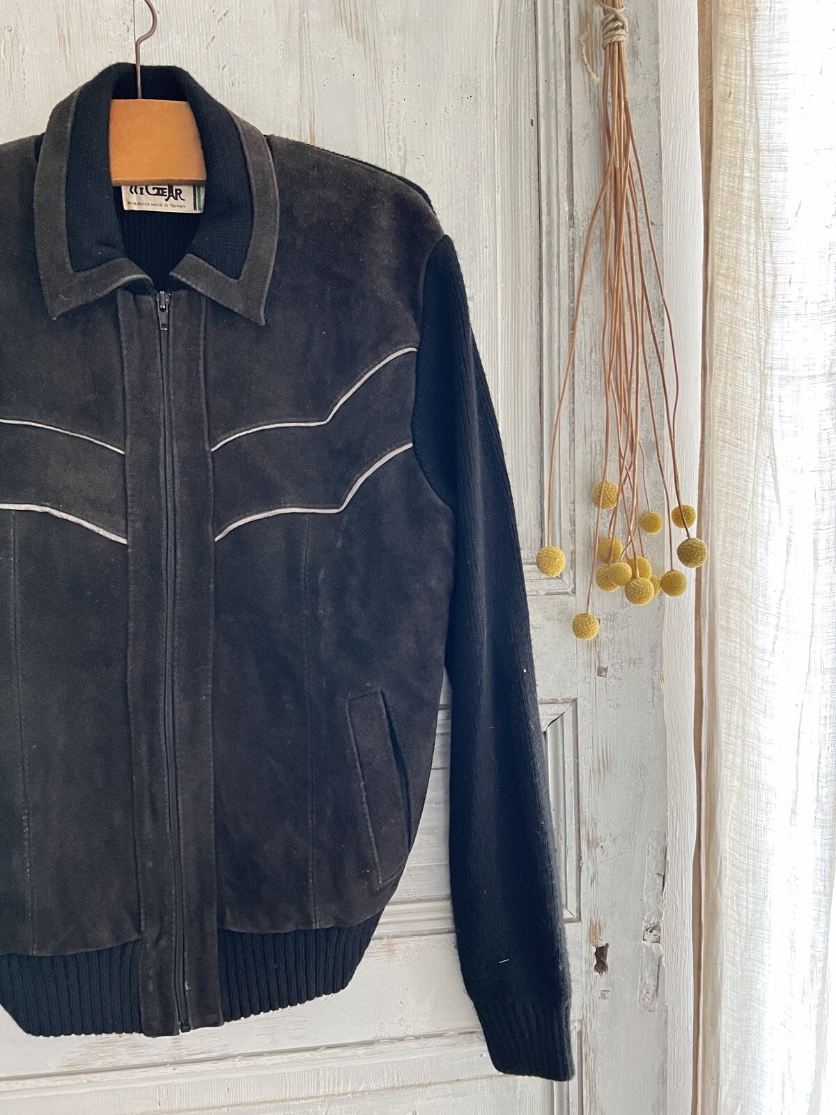 Vintage French black SUEDE JACKET c1950