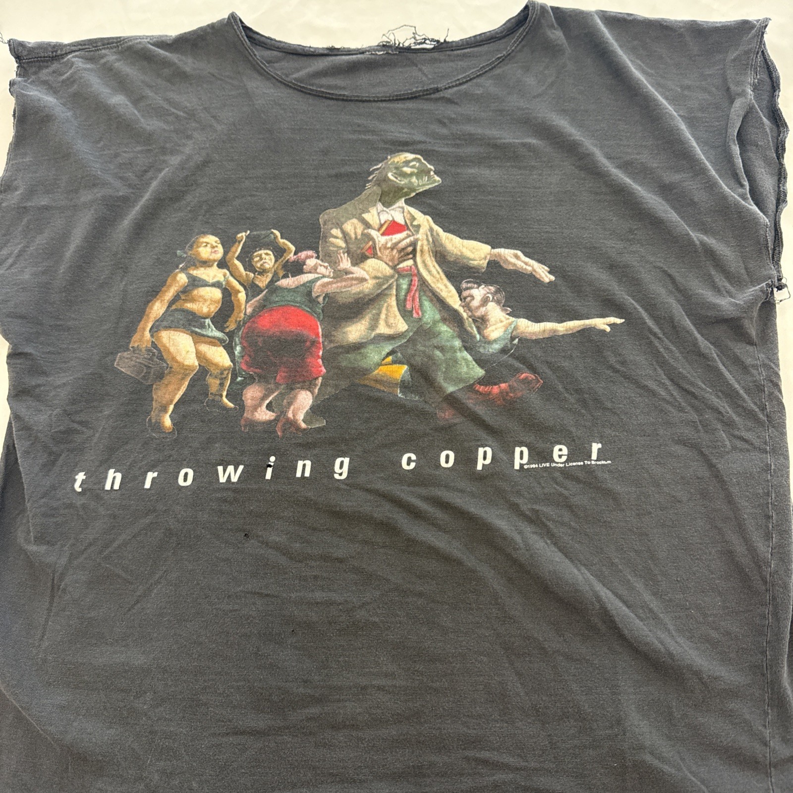 Vintage 1994 Live Throwing Copper Summer Tour T Shirt L Cut Cropped Faded