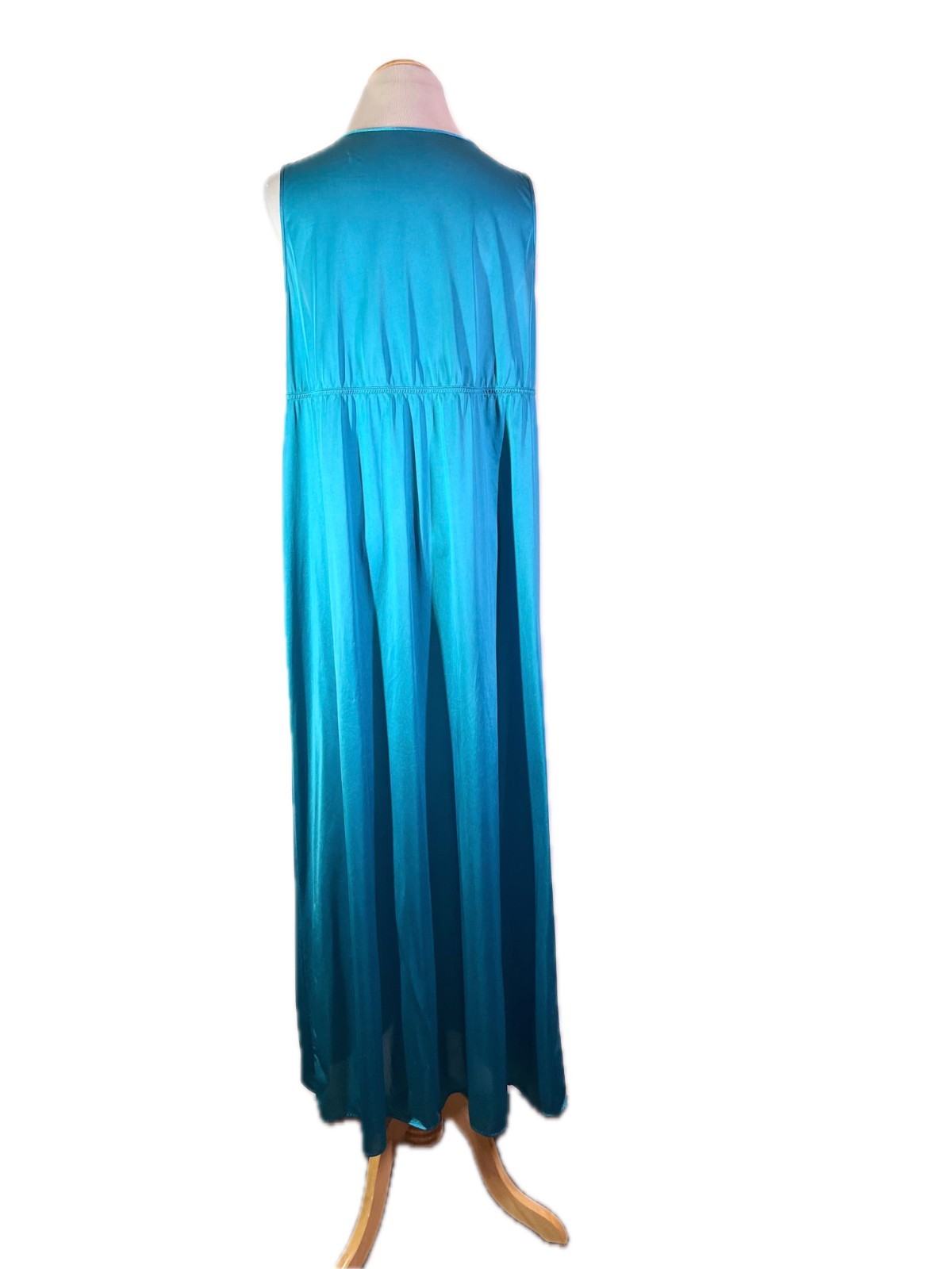Vintage Gilead Size M Teal Nylon Nightgown Sleeveless *Wear