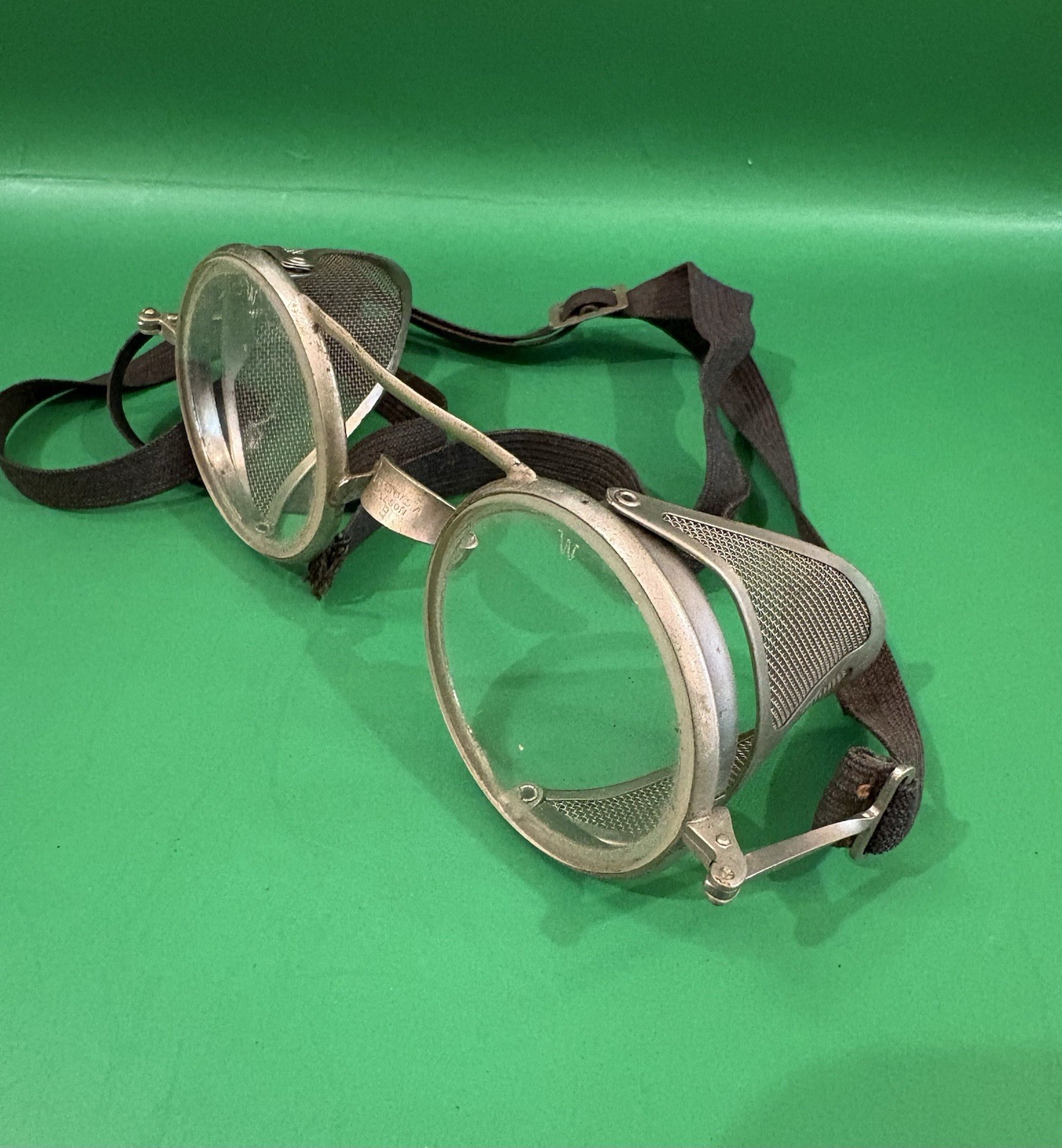 Vintage Antique Willson B Safety Glasses w Side Shield & Bag Steam Punk 1915