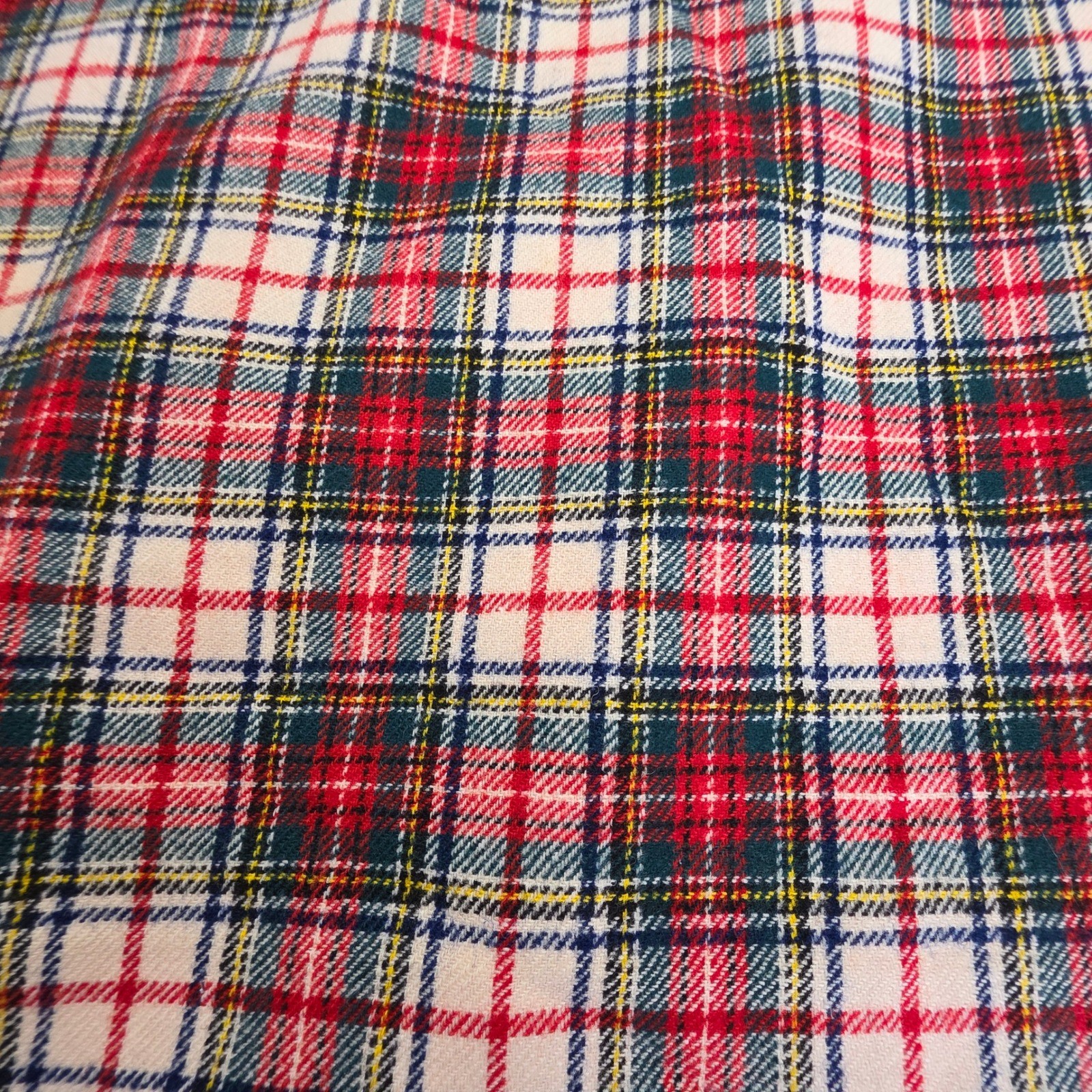 Pendleton Vintage 1960s Wool Plaid Shirt Dress Red Green Cream Womens 14