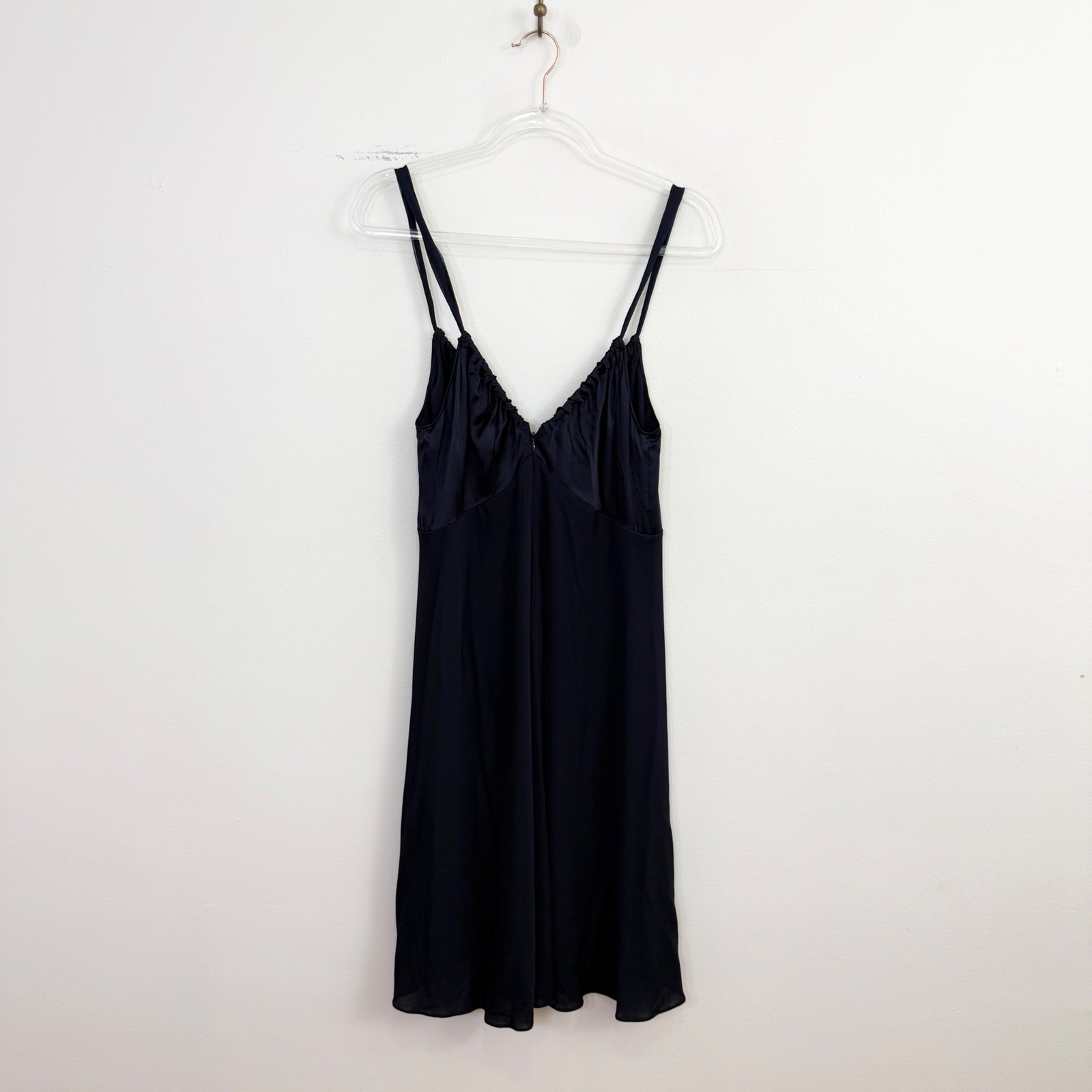 Vintage Vera Wang Navy Silk Blend Tie Front Slip Dress S