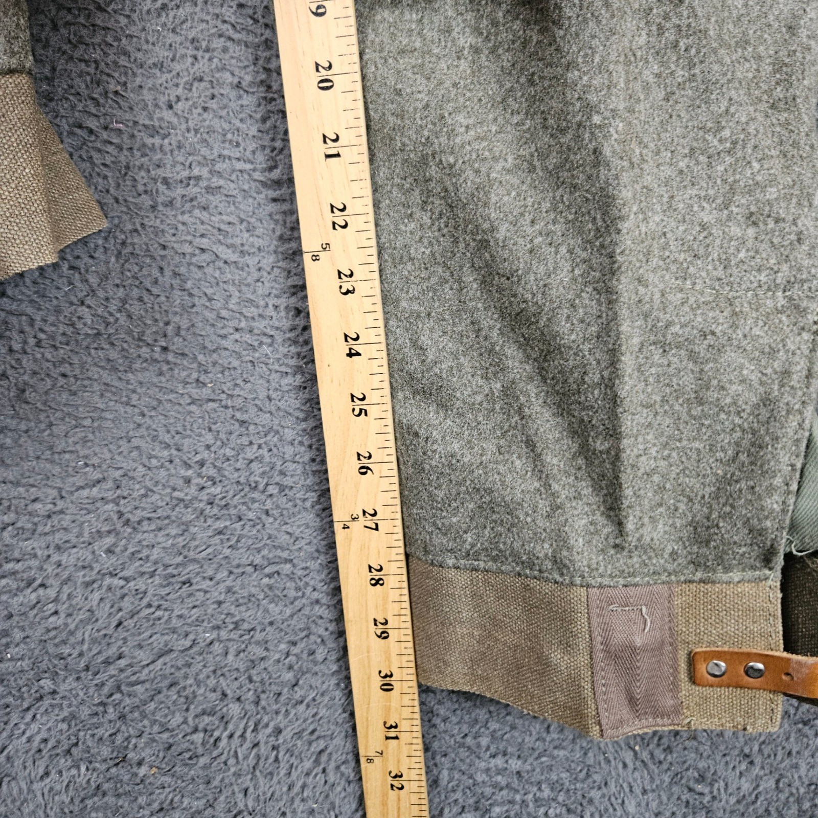 Vintage Swedish Military M58 Wool Cargo Pants Green Leather Ankle Straps 42×30