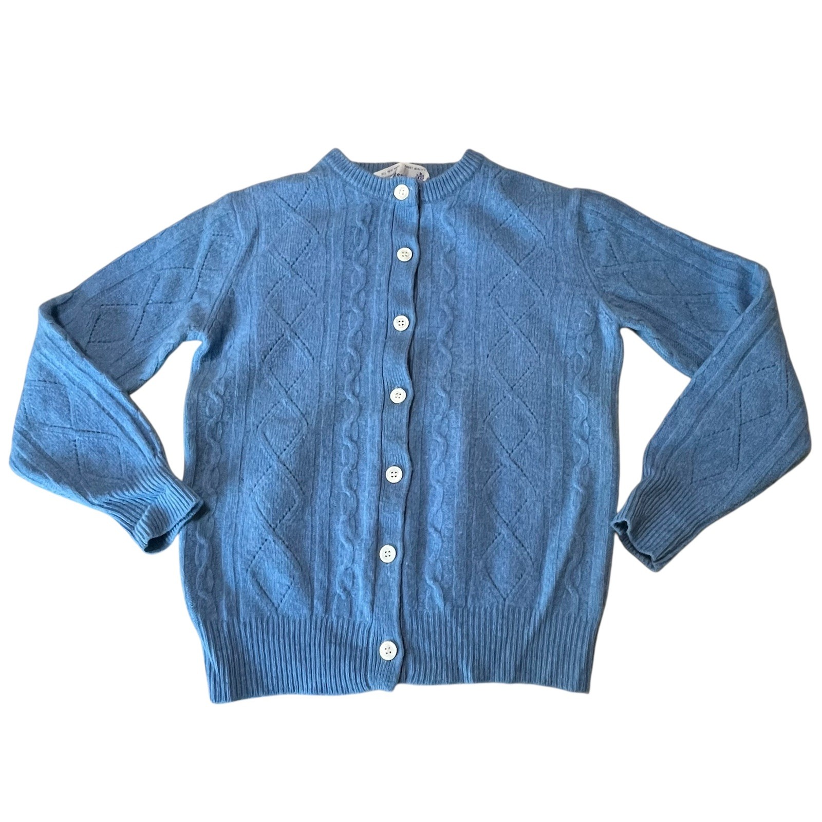 Deans Of Scotland Vintage Child’s Cardigan Wool Sweater Size 38 EU or 6 US Blue