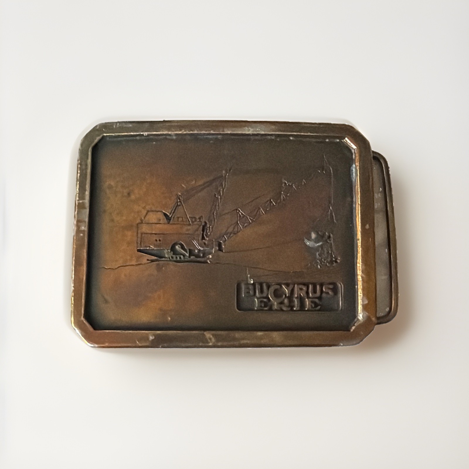 Vtg Bucyrus Erie Mining Equipment Dragline Brass Belt Buckle Wyoming Studio Work
