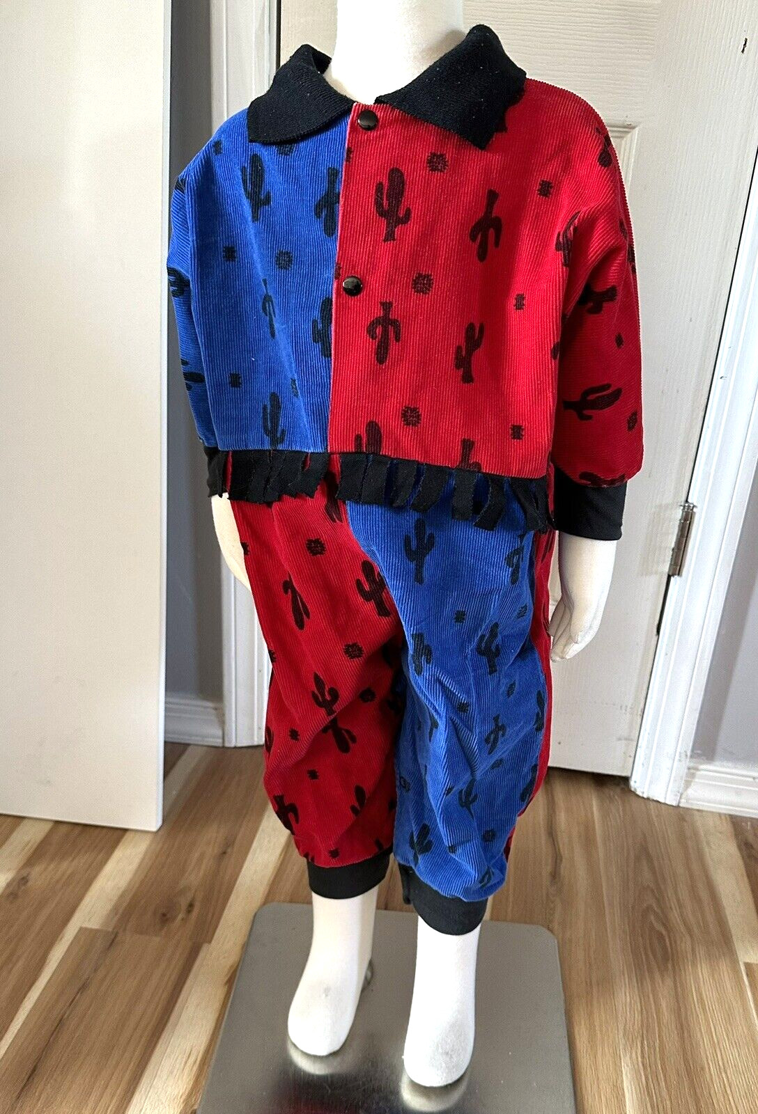 90s Toddler Romper Color Block , Corduroy Western Fringed 24 Months USA