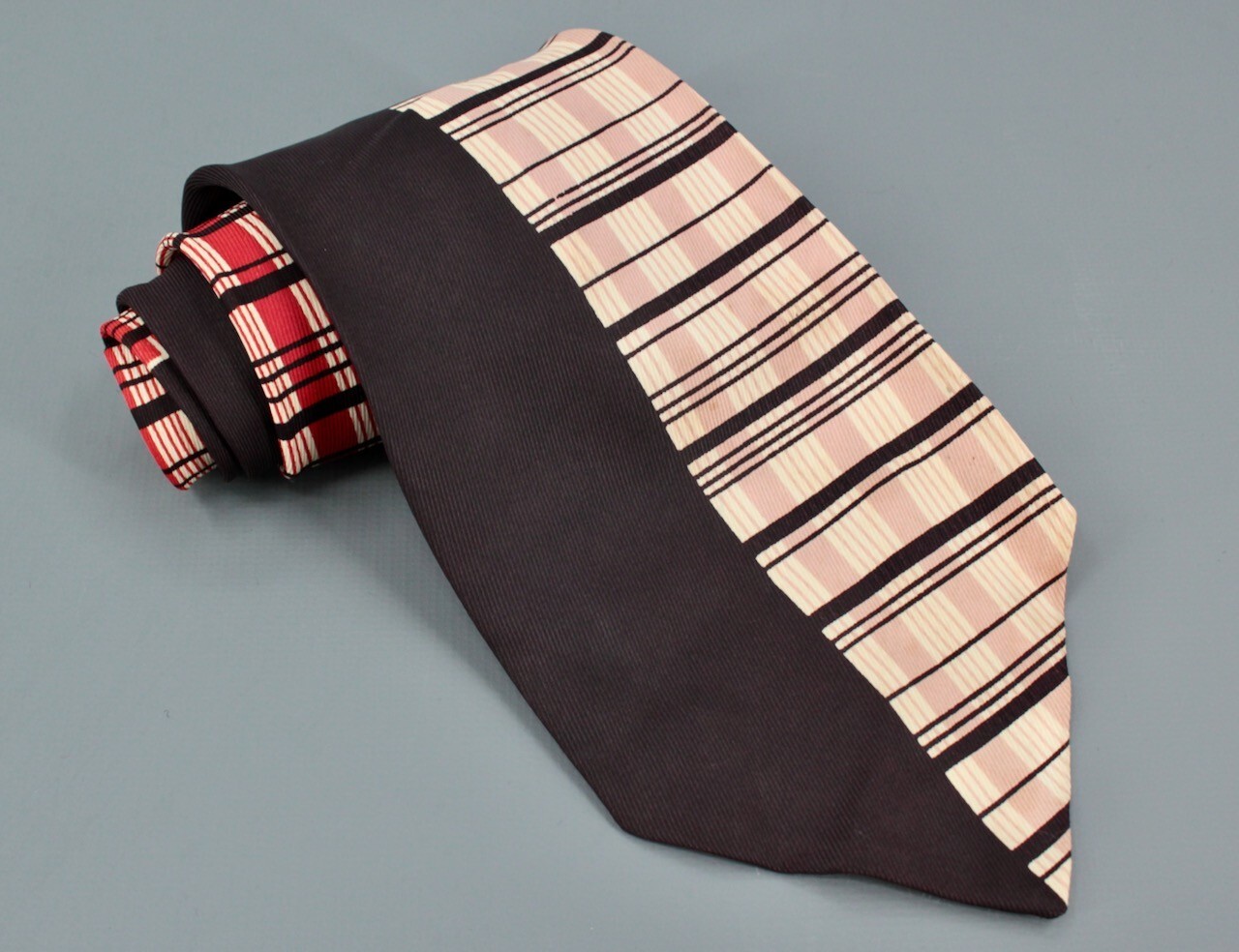 VTG Men’s 1940s Navy Blue & Red Striped Necktie 40s Tie