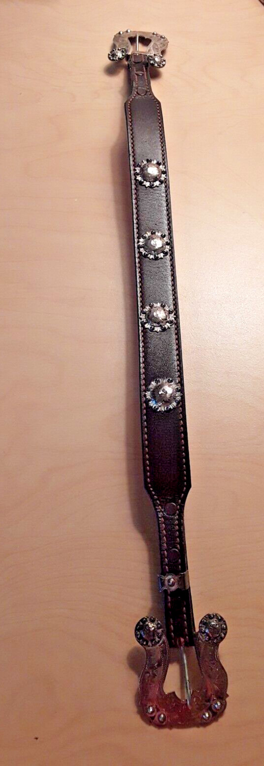 VTGWestern leather belt~Sterling Silver Double Buckle 1.5″ x 24-34″ VOGT Conchos