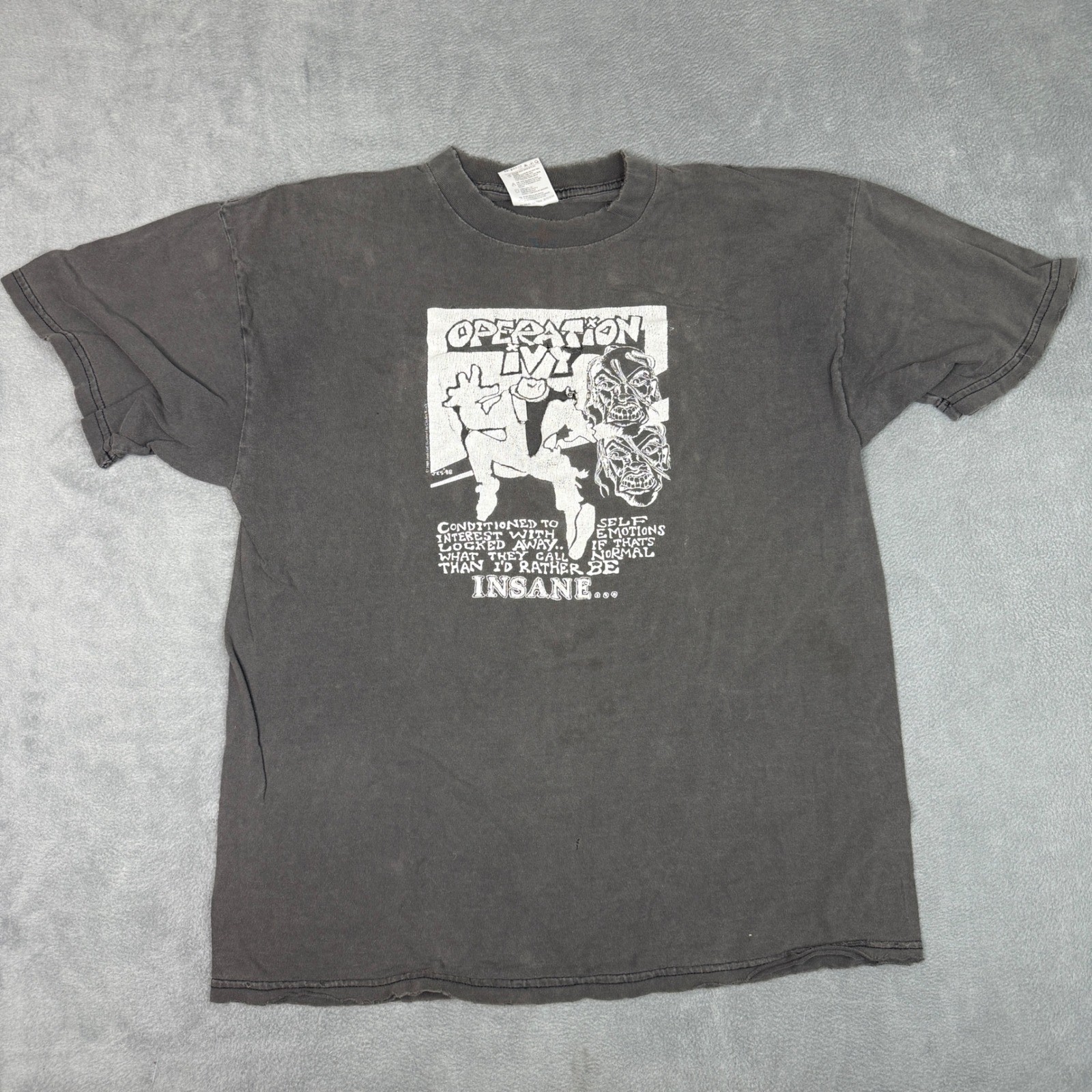Vintage Operation Ivy Insane Band T-Shirt XL Tultex Cotton Faded Black Punk Ska