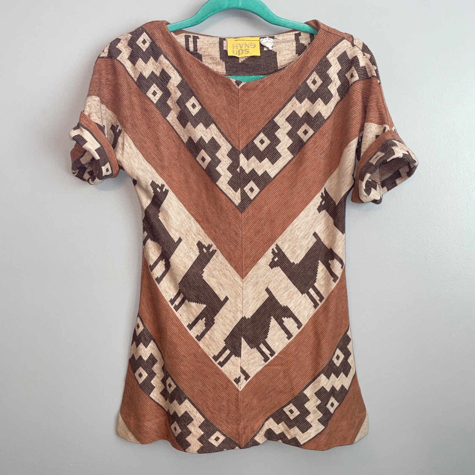 EUC Vintage 1970’s Hang Ups Llama Alpaca Southwestern Tribal Mayan Top Women’s S