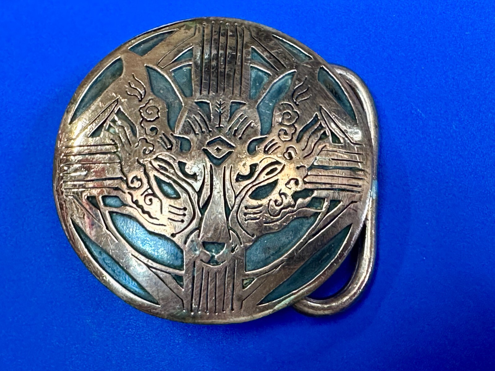 Jaguar Lion Tiger Puma Face Artisan Brass Hippy Vibe Vintage Round Belt Buckle