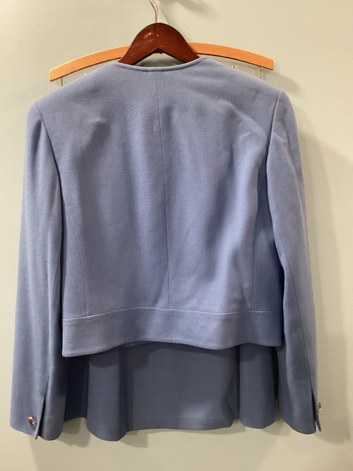 Vintage Blue Skirt Suit Herbert Grossman Cynthia Sobel Wool Sz 10