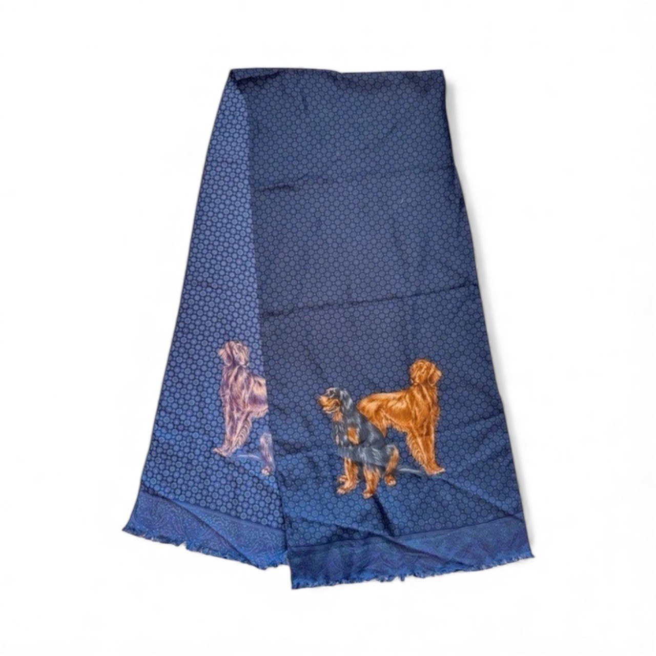 Vintage Italian Gordon & Irish Setter Dog Print Rectangular Silk Scarf