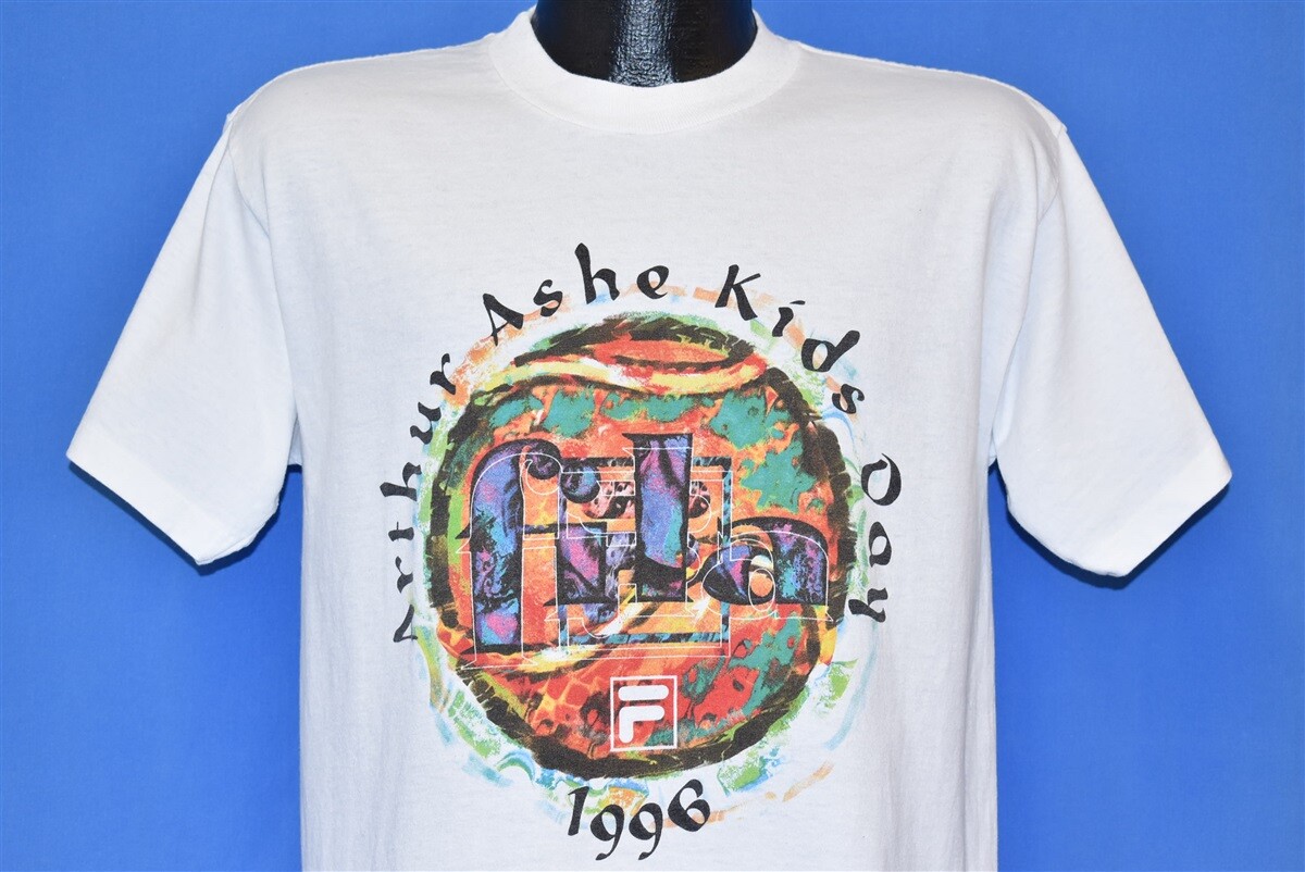 vtg 90s FILA ARTHUR ASHE KIDS DAY 1996 TENNIS USTA AETNA US OPEN NYC t-shirt S