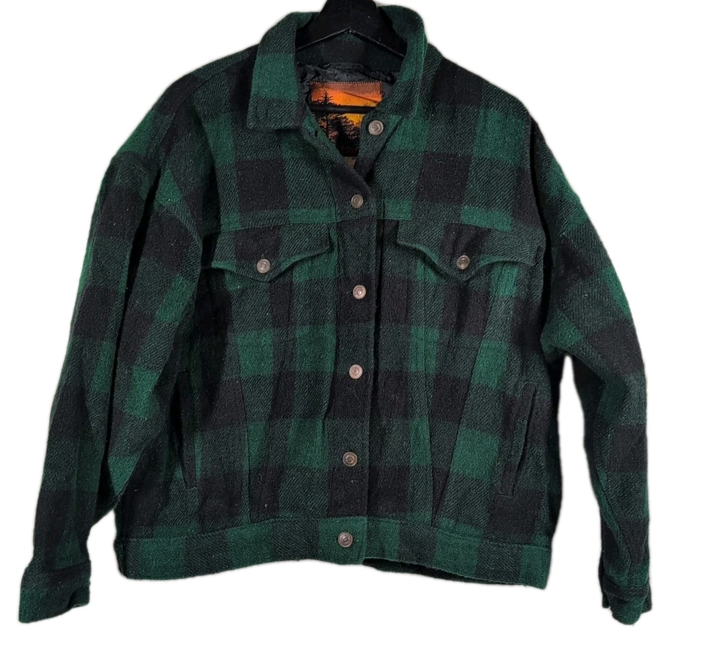 Vintage Wool Blend Plaid Farmers Jacket Women’s Size Medium Outbrook Button-Up