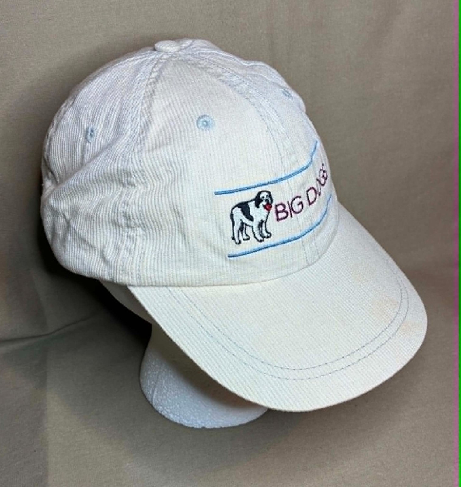 Vintage BIG DOGS Baseball Cap Hat Logo CORDUROY 100% Cotton Adjustable Buckle