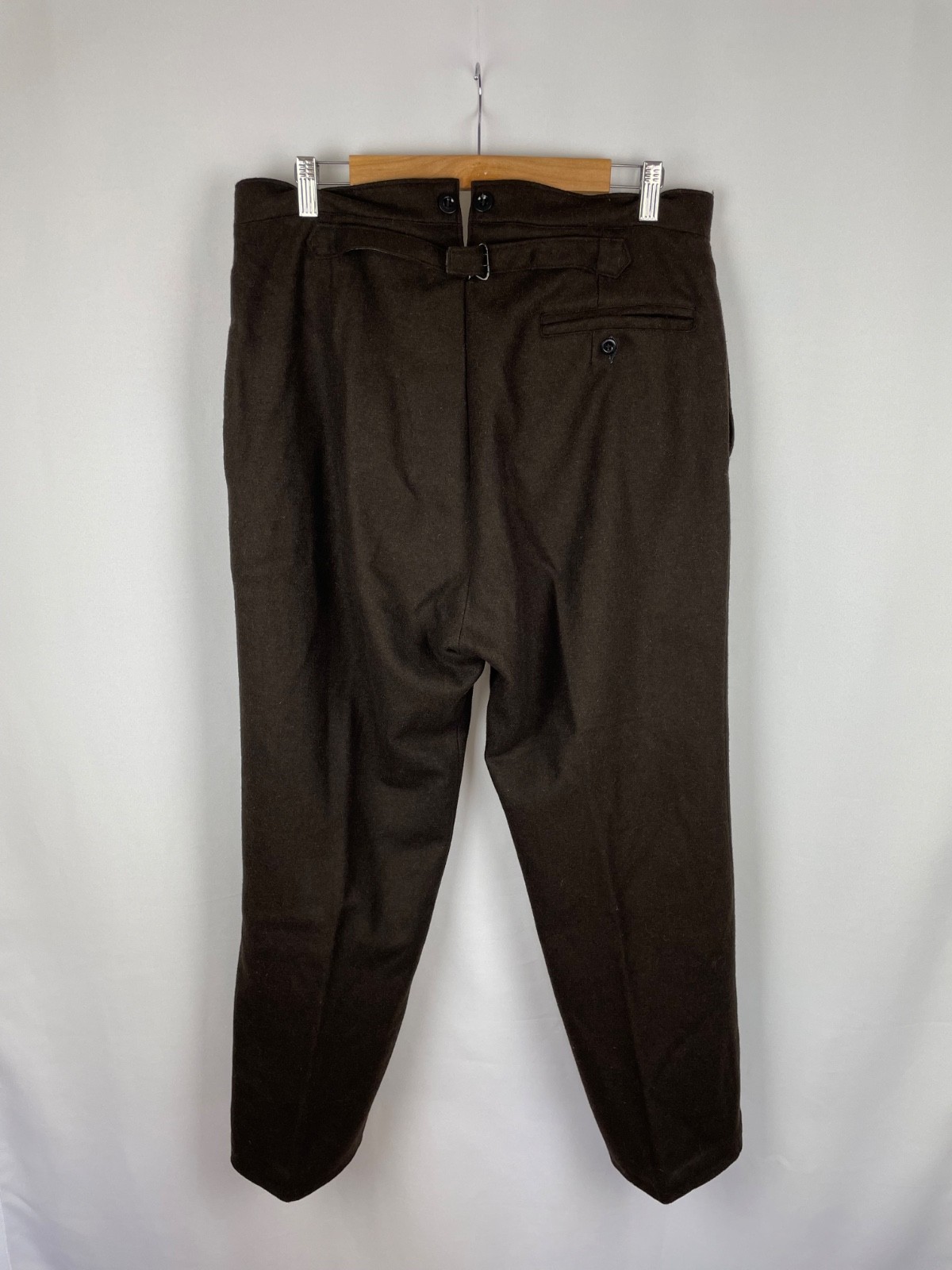 Antique 1920s French Workwear ‘Boro’ Brown Faded Suspender Buckle Back Wool Wint