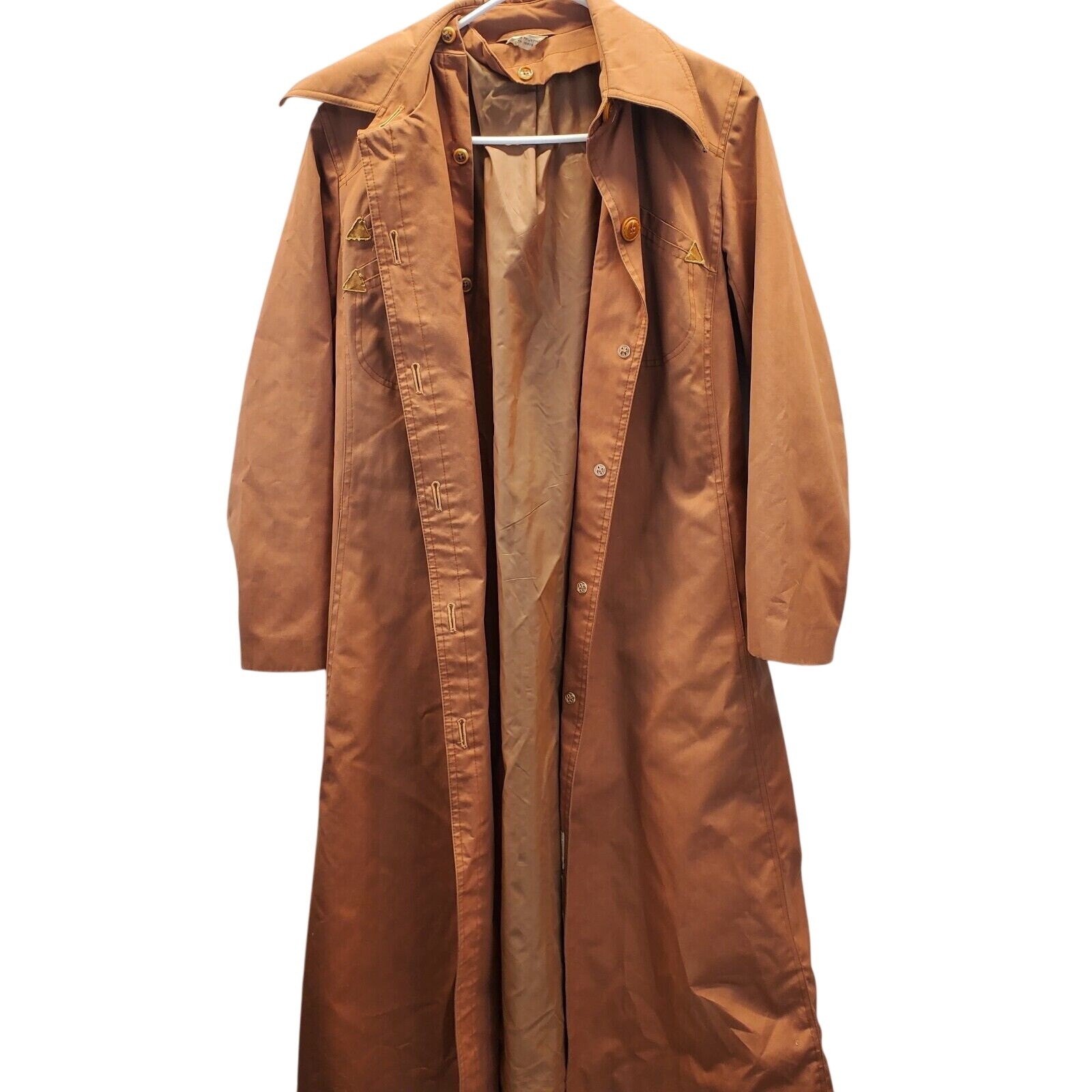 Vintage Jerold Jrs Womens 9/10 Tan Trench Coat – Classic Outerwear Apparel