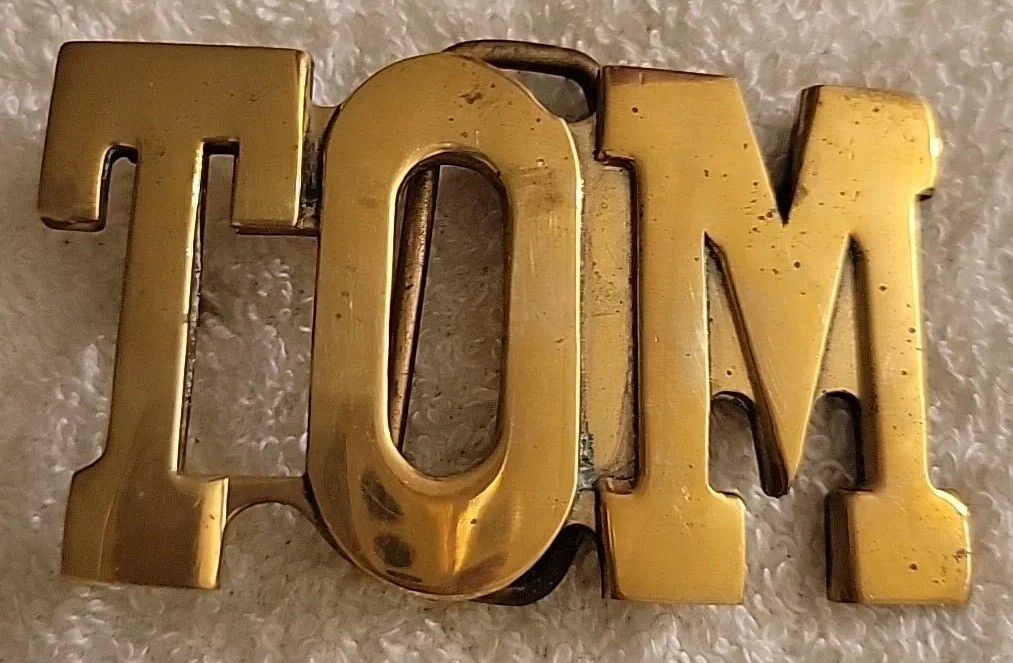 Tom Name Brass Vintage Belt Buckle