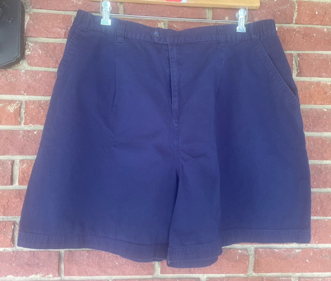 Vintage Basic Editions Shorts Womens Plus size 22 22W Navy Blue Twill High Waist