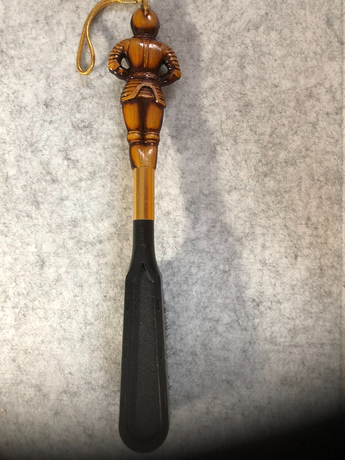 Vtg 1970s Armored Knight Shoe Brush Buffer PATENT Marked MCM Valet Decor