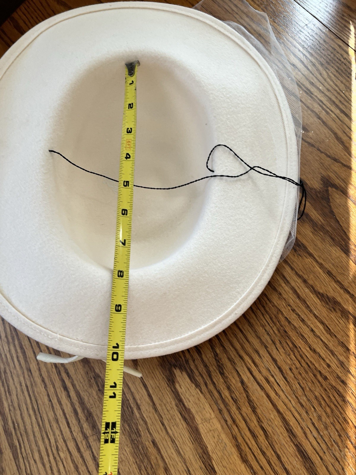 Vintage Ivory Geo W Bollman Doeskin Felt 100% Wool Brimmed Hat Flower/Bow & Veil