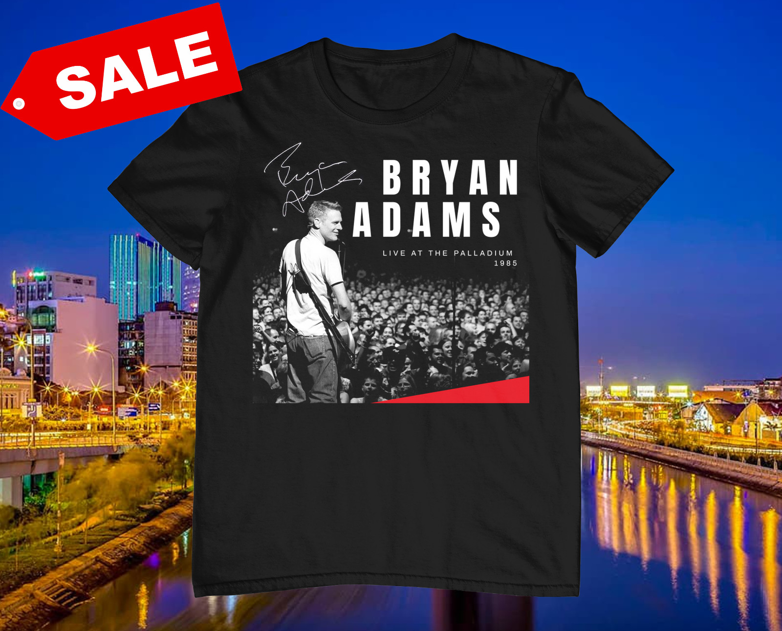 New Rare! Bryan Adams Live In Concert Cotton Black Full Size Unisex Shirt CM126