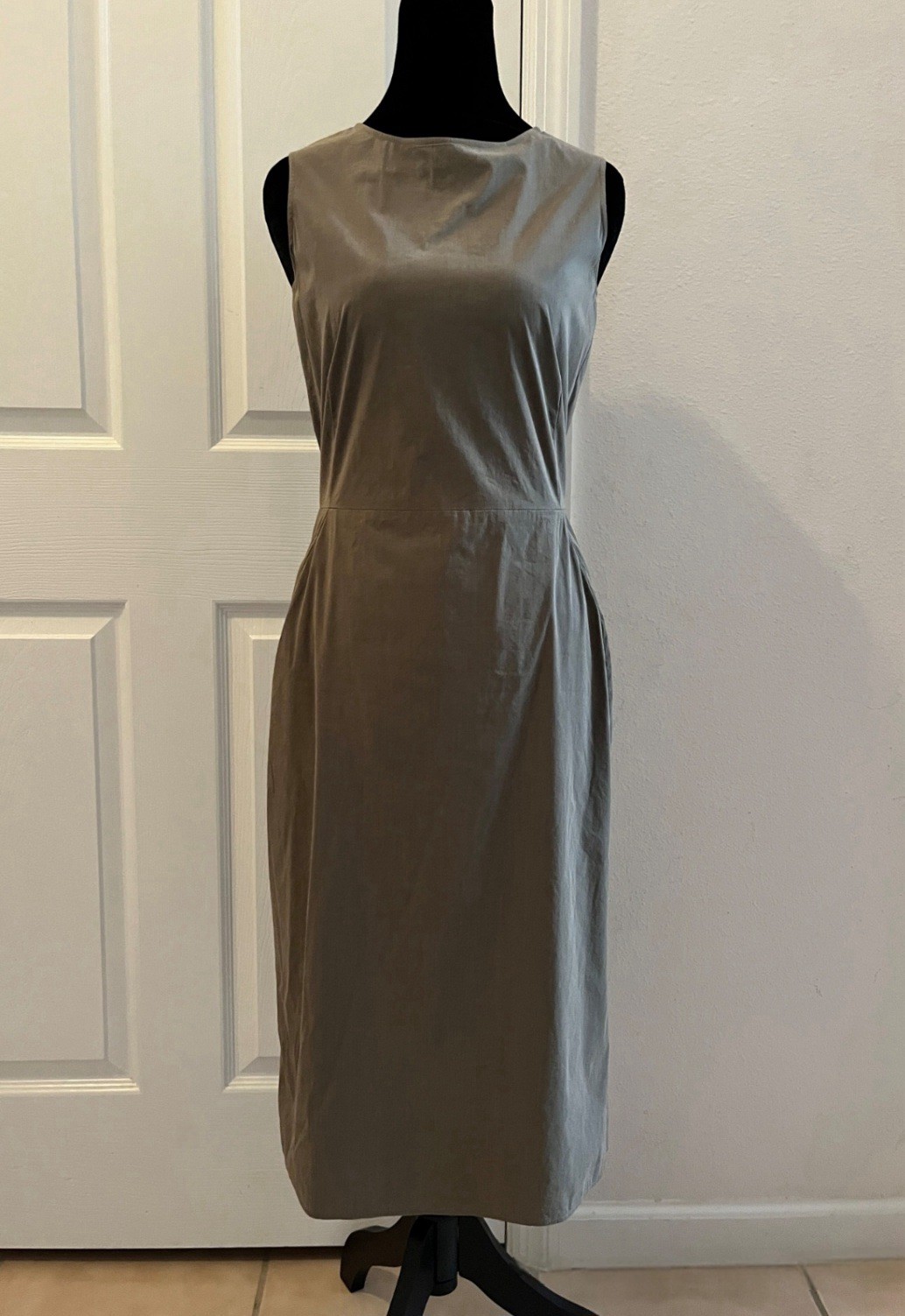 Vintage JIL SANDER Khaki Cotton Dress, Made In Italy, Size 34