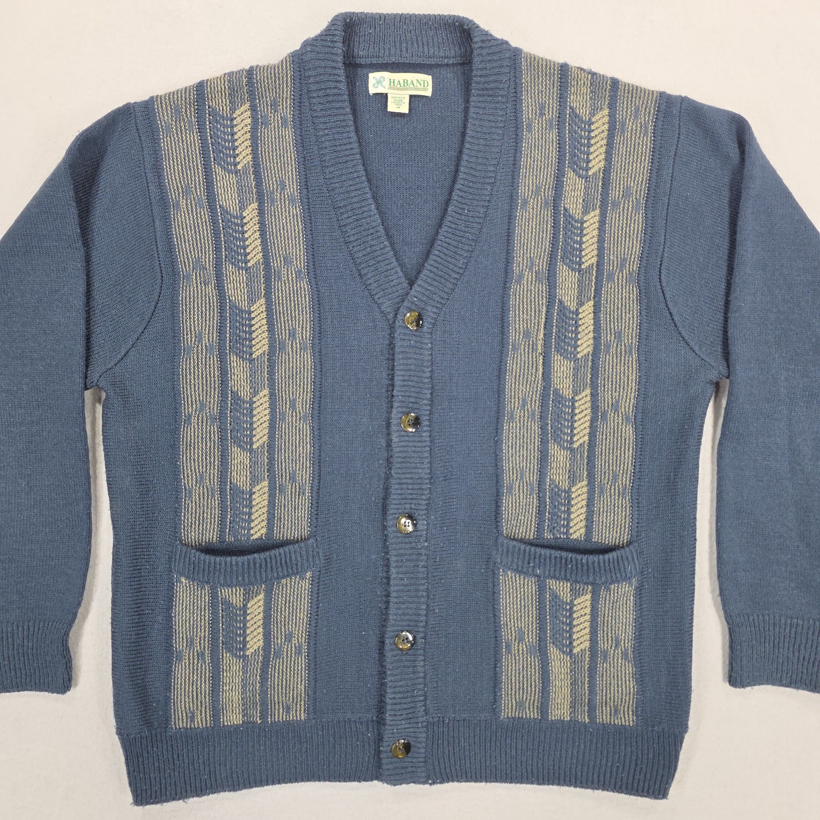 Vintage Haband Cardigan Sweater Men’s Medium Cosby Grapacore Biggie Panel Knit..