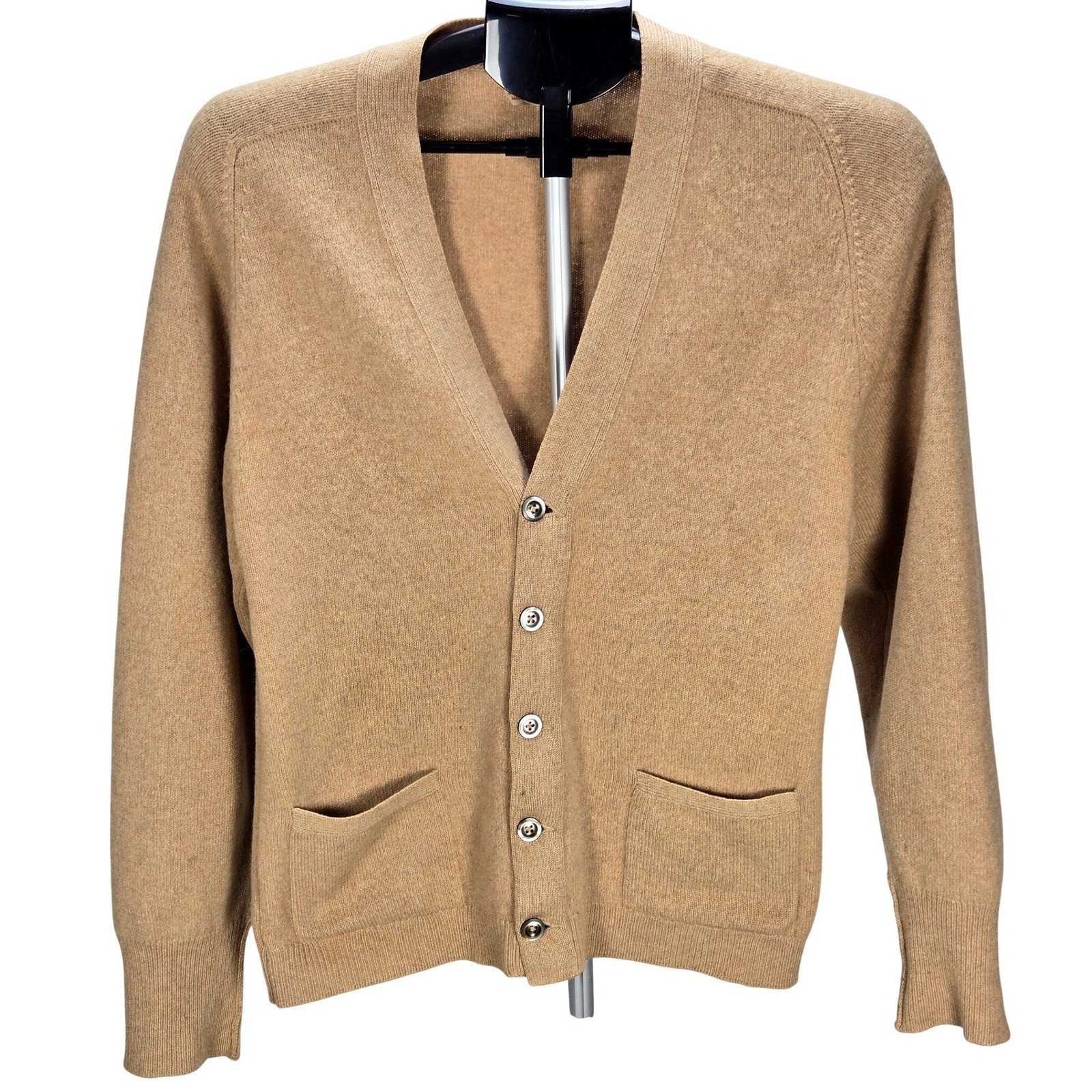 VTG Men’s Jaeger Size 38 Camelhair Wool Cardigan Sweater Scotland Old Money
