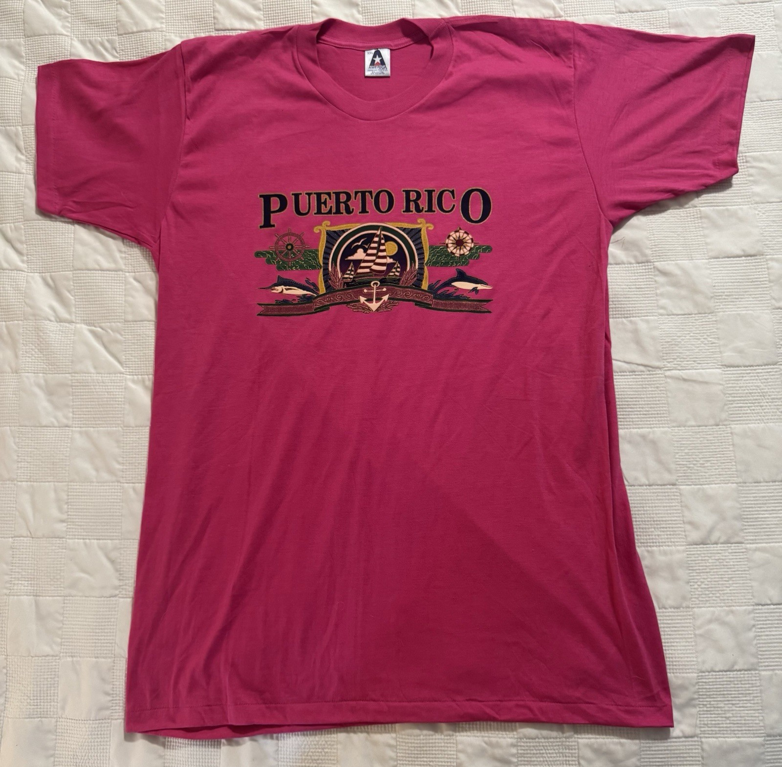 Vintage Single Stitch Puerto Rico T Shirt Fish Nautical Size XXL