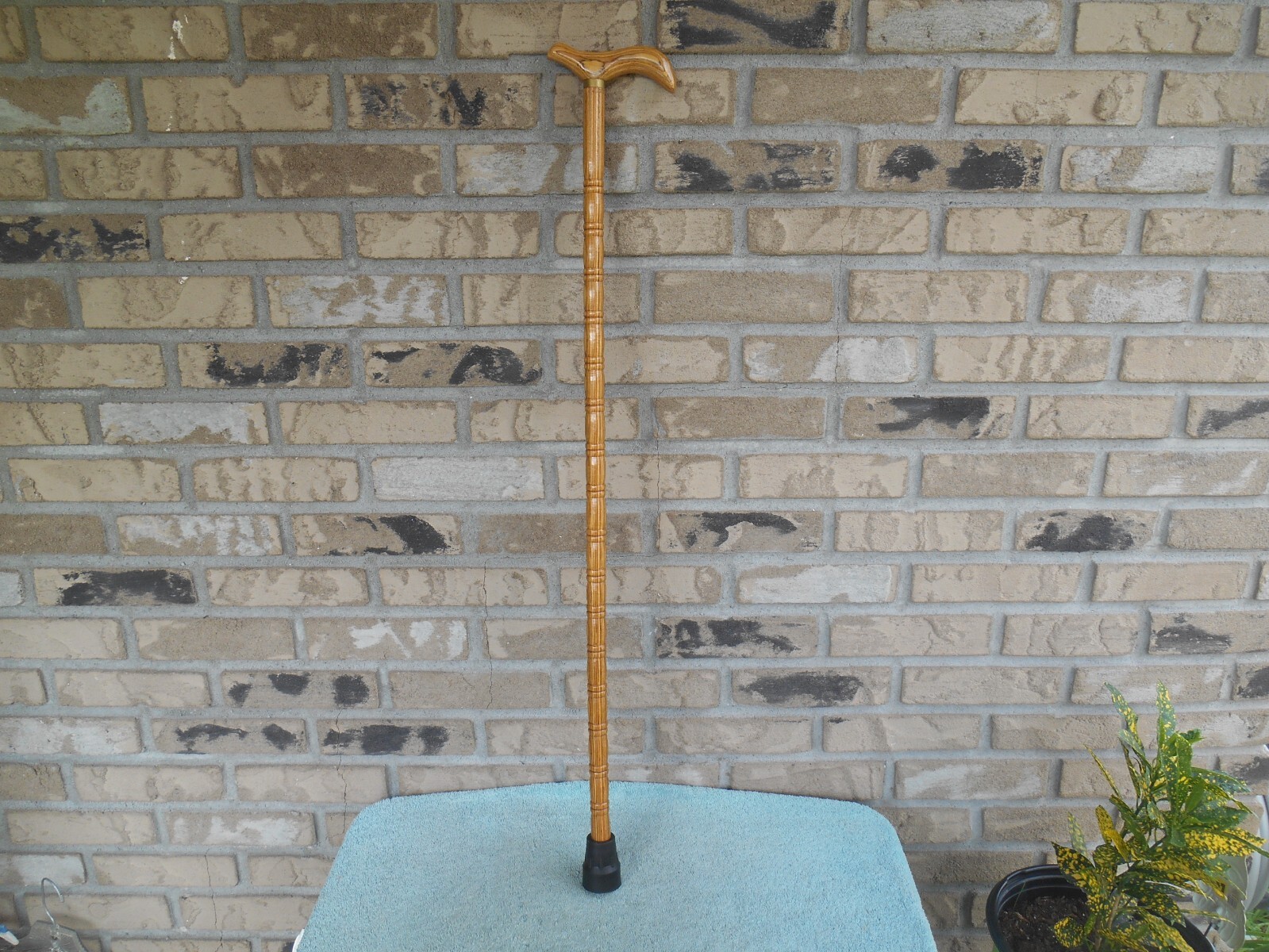 CUSTOM LATHE TURNED WOODEN 35.25″ TALL WALKING STICK CANE