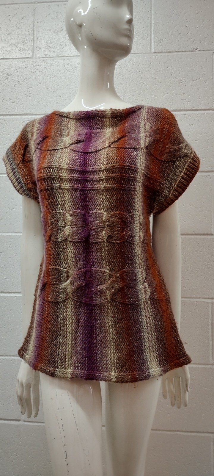 Chunky Knit Purple Plum Striped Sweater Top Shirt Fioreblu Med ITALIAN Bohemian