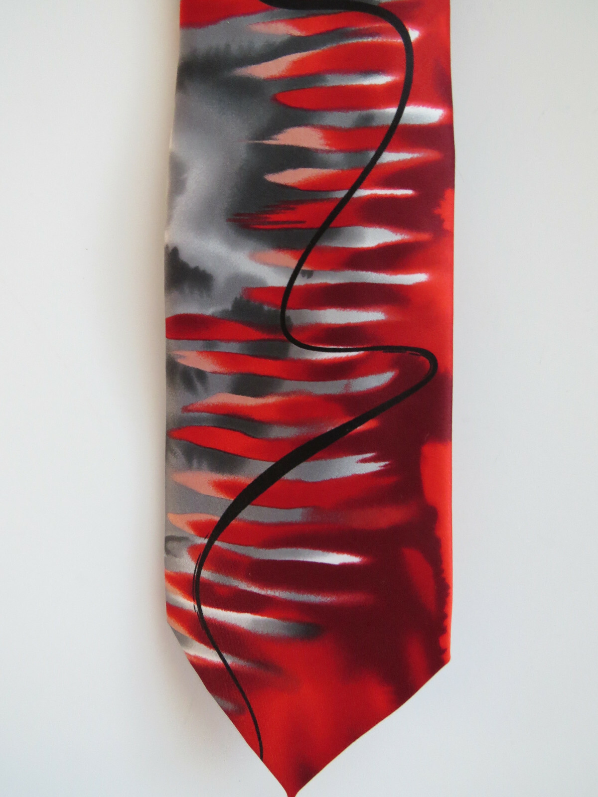 Van Goghs Tree Necktie by J Garcia Red Black Gray Abstract Design Collection 60