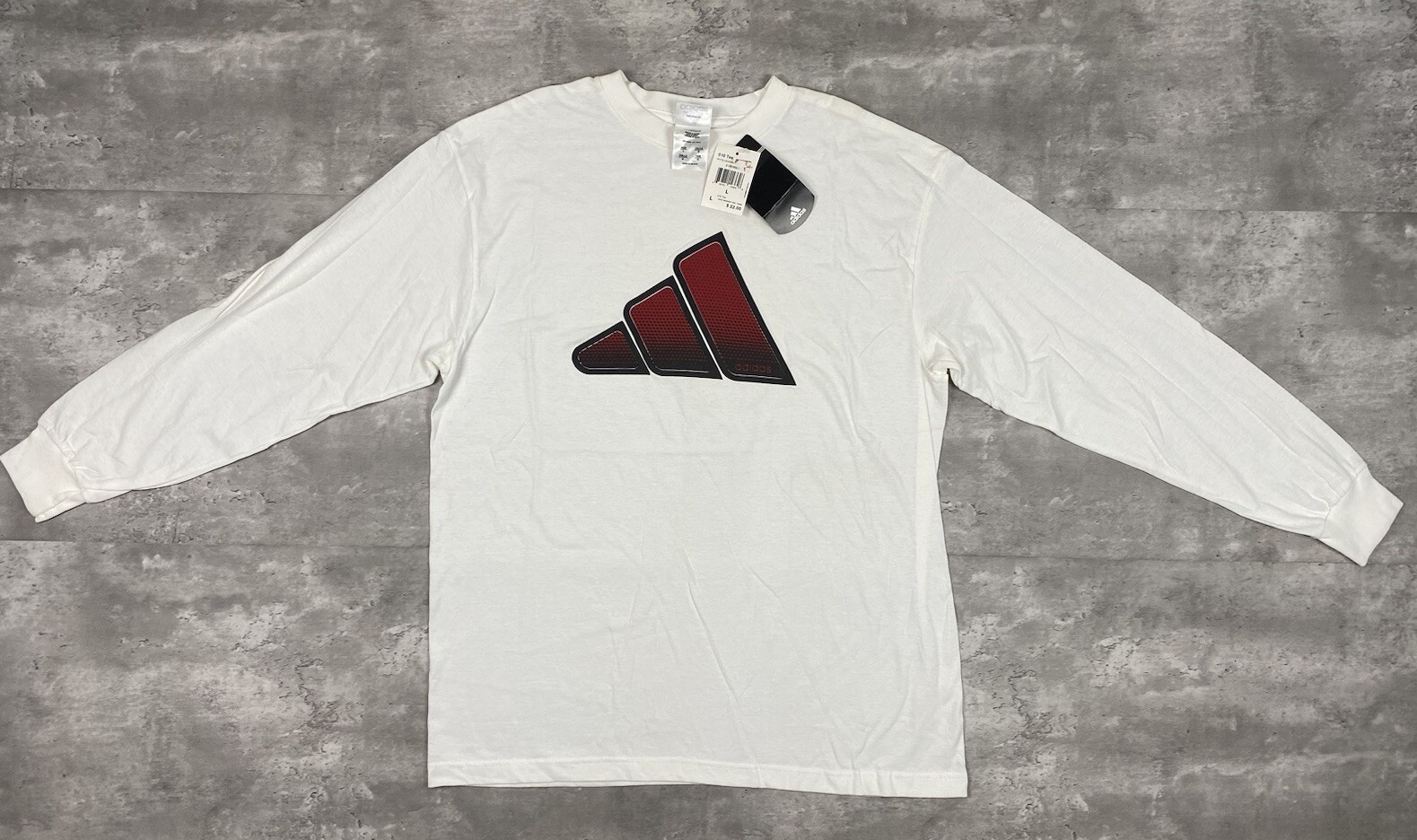 vintage 90s ADIDAS LONG SLEEVE T SHIRT L WHITE UNIVERSITY RED CENTER BIG LOGO