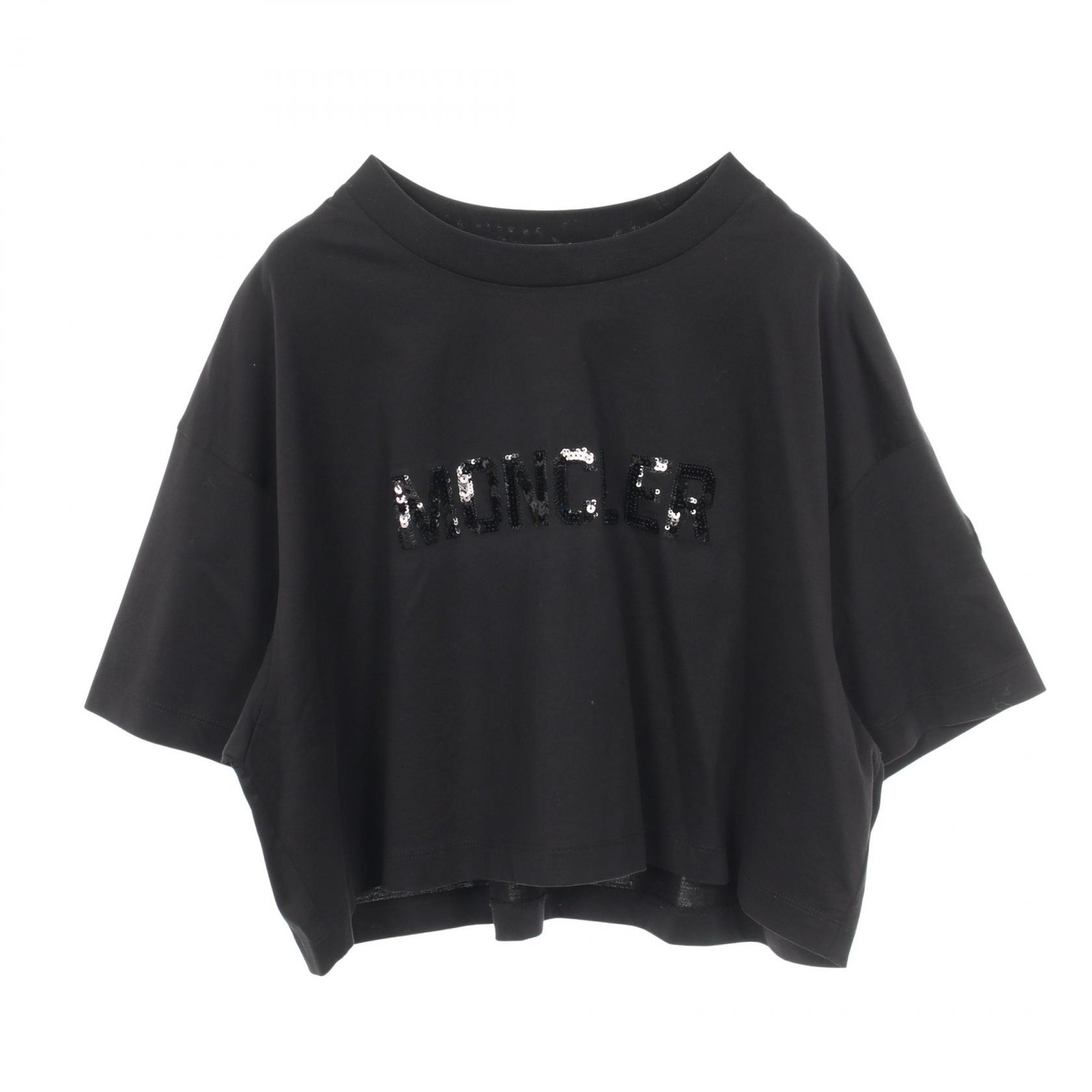 Moncler Sequin Logo Cotton Cropped T Shirt – DUTY FREE