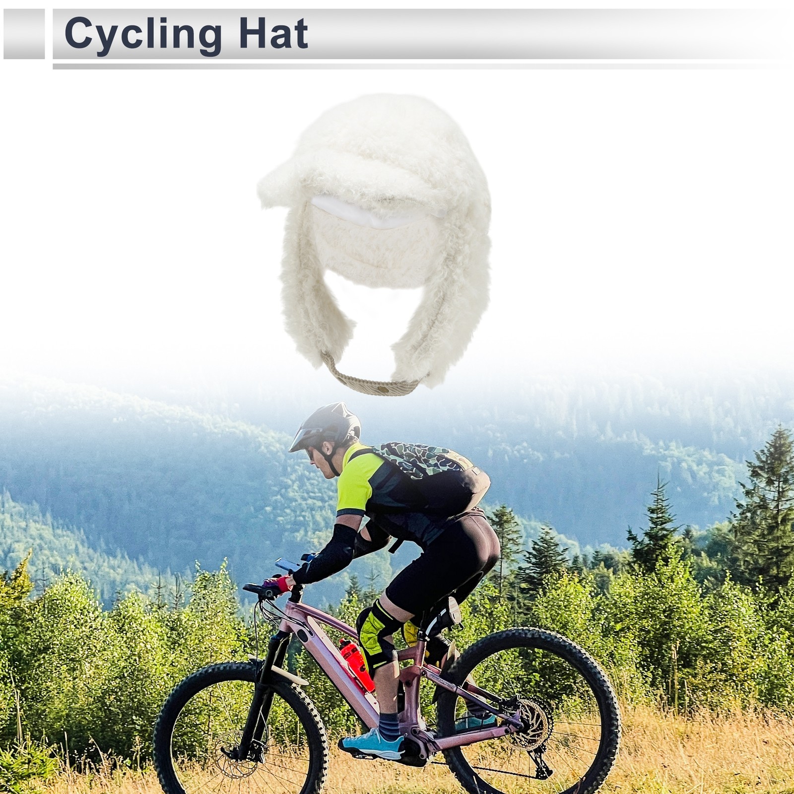 Cycling Hat Keep Warm Ear Protection White 12.6″x14.17″ 1 Pc