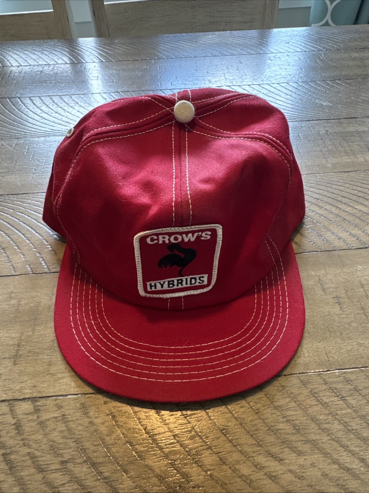 Vintage Crows Hybrids Hat K Products Trucker Hat Patch Cap Snapback Red Farm