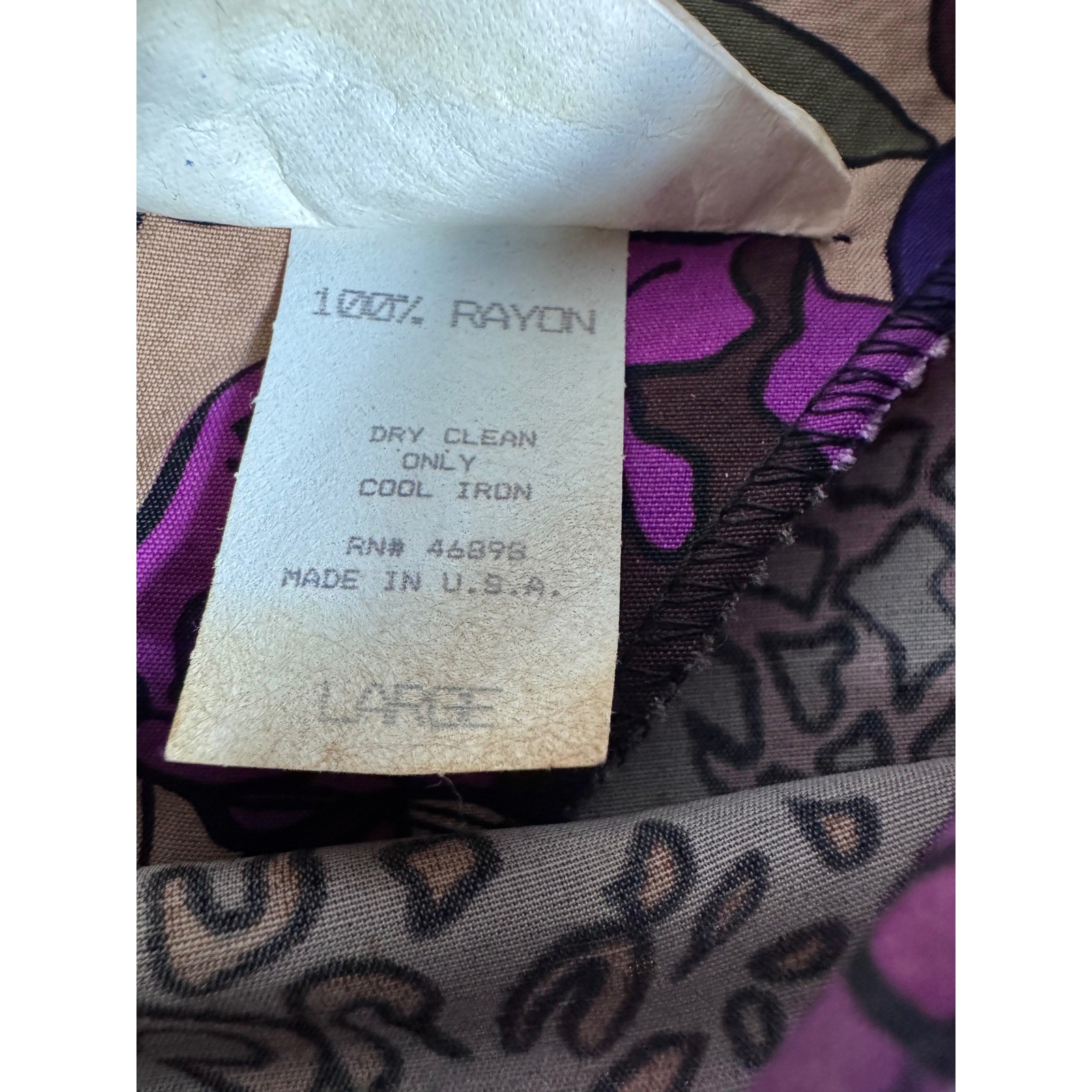 Vintage 90s Ana Capri Safari Leopard Jungle Print Blouse Made in USAWomen Large