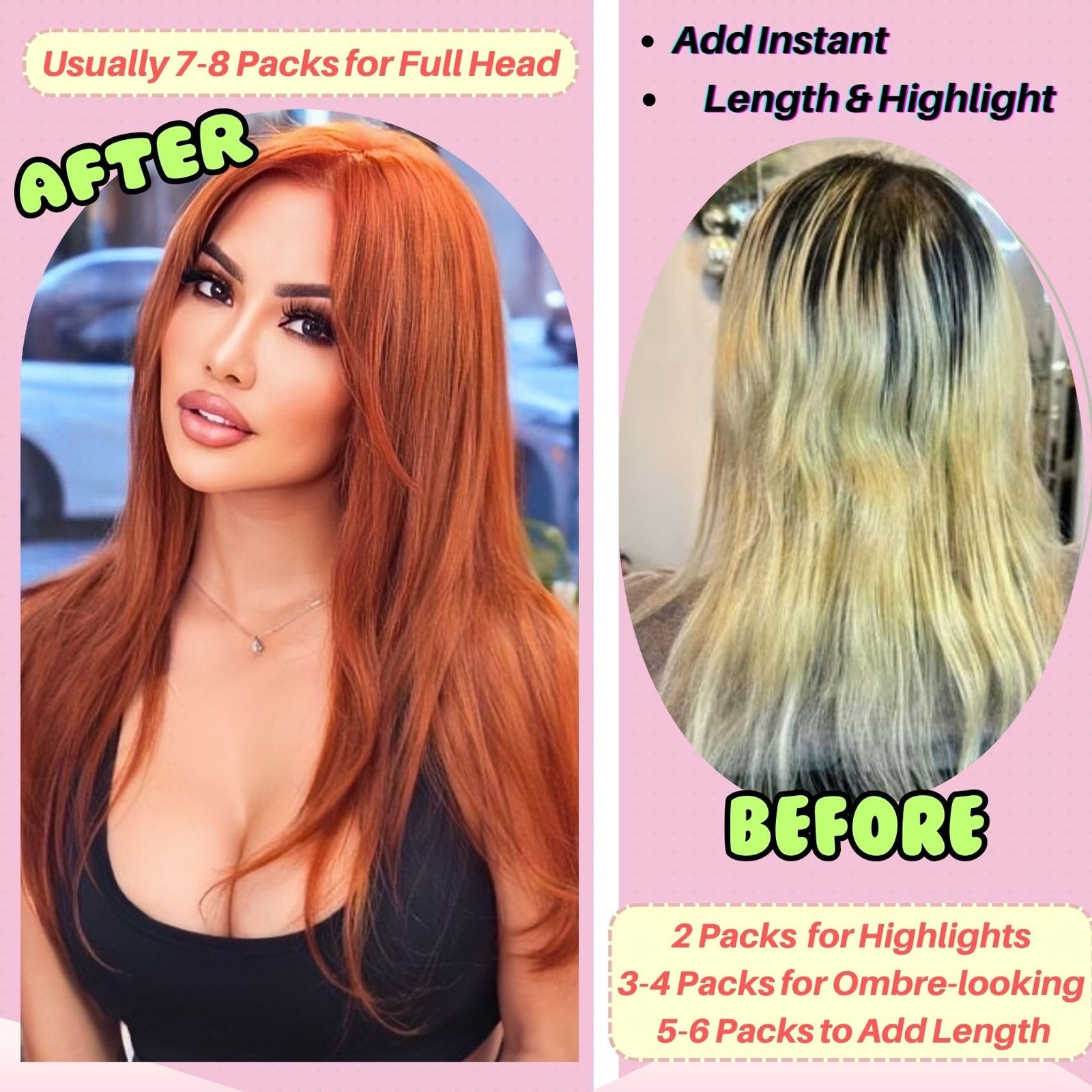 Copper Red Tape-In Hair Extensions 18in Real Human Hair Invisible Mini for Women