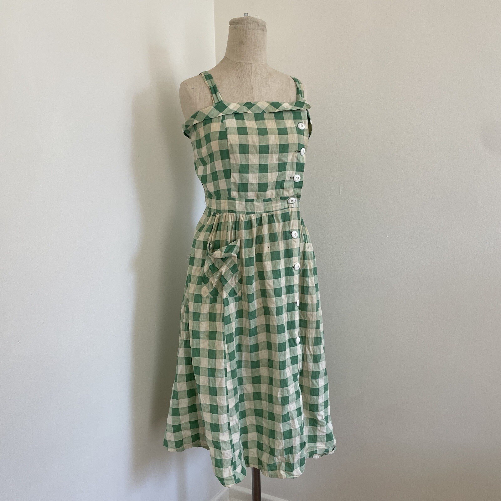 1950s Green Gingham Kenrose Dress Set